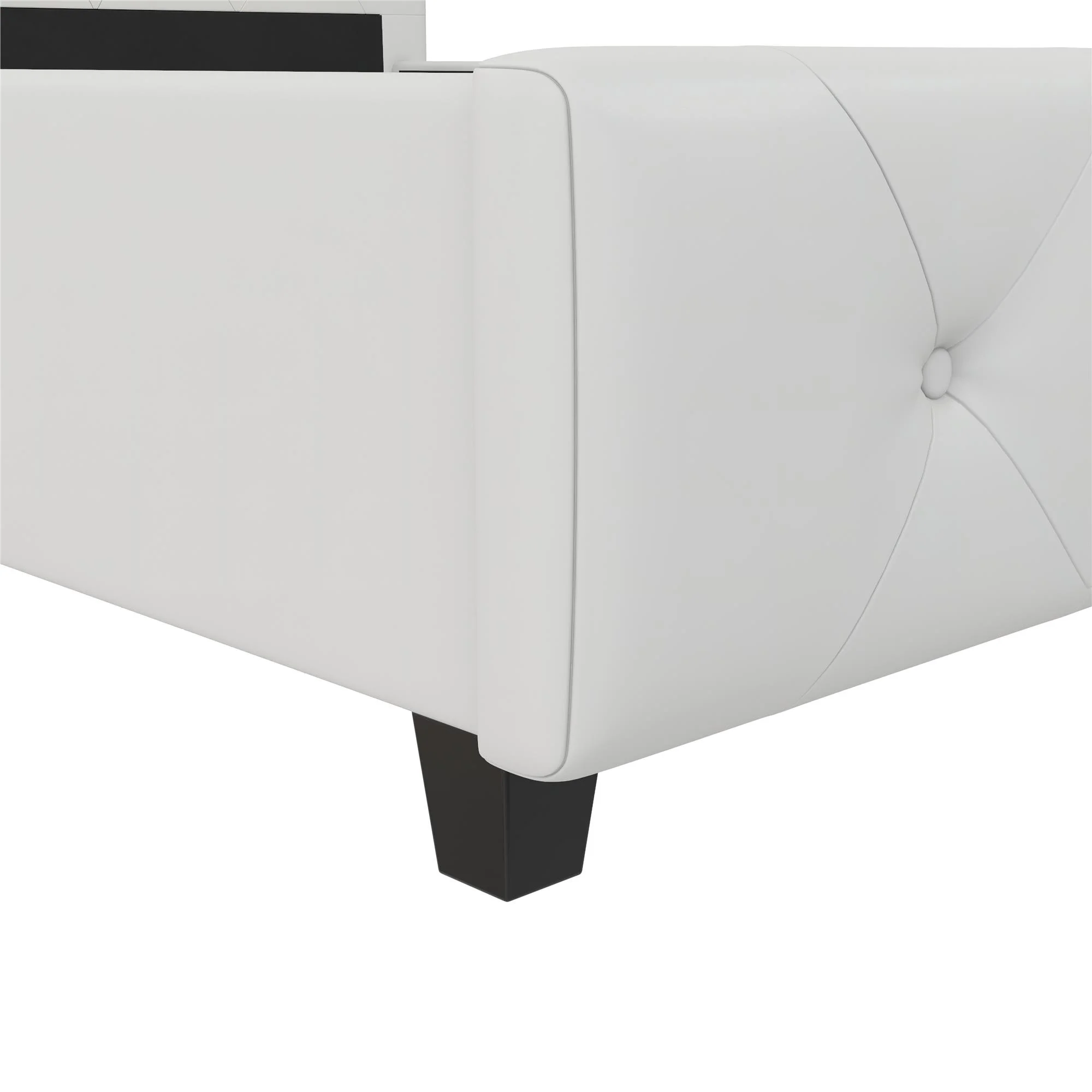 DHP Dakota Upholstered Bed with Signature Sleep Tranquil 8-Inch Pocket Spring Mattress, Full, White