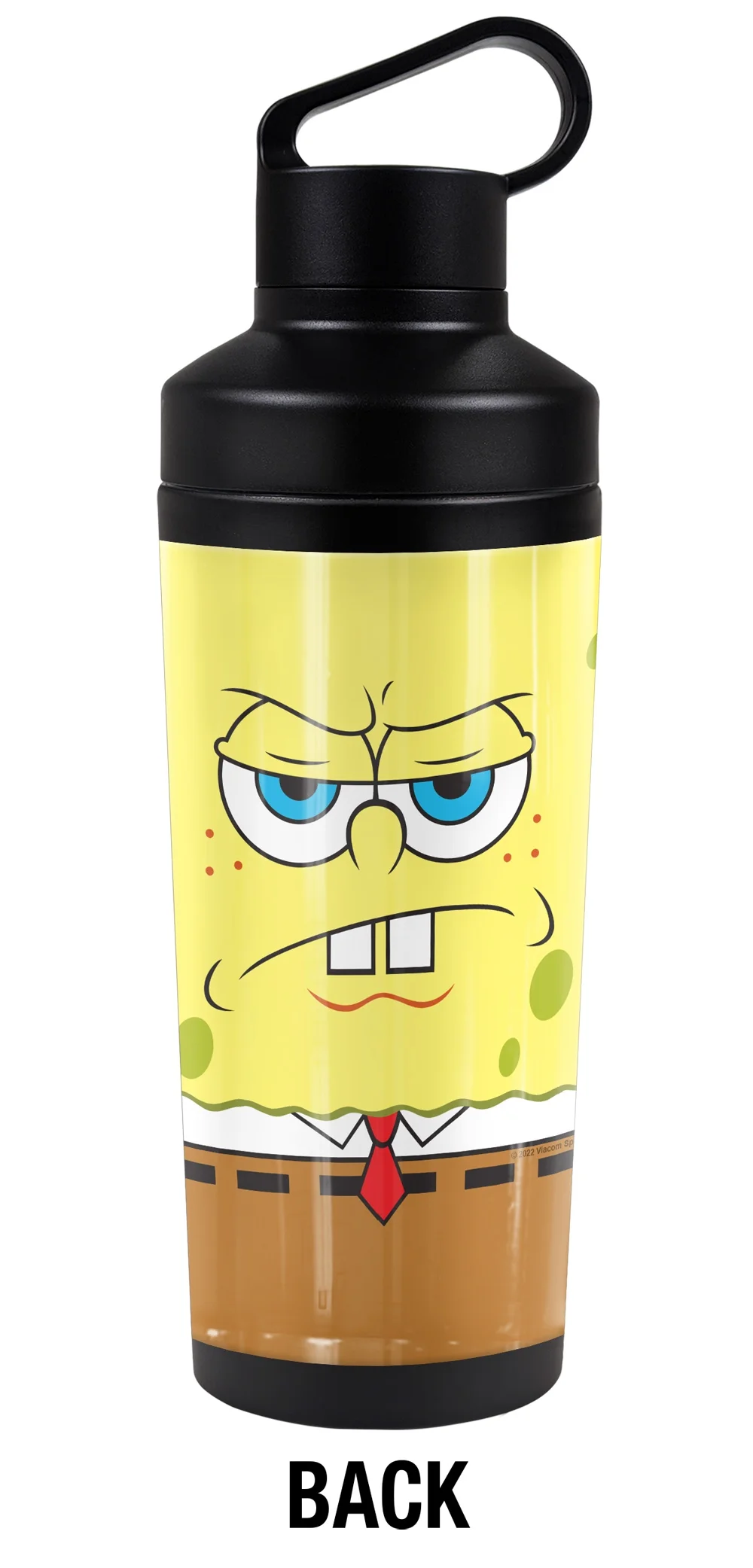 Spongebob Official Dual Face 18 oz Insulated Water Bottle, Leak Resistant, Vacuum Insulated Stainless Steel with 2-in-1 Loop Cap