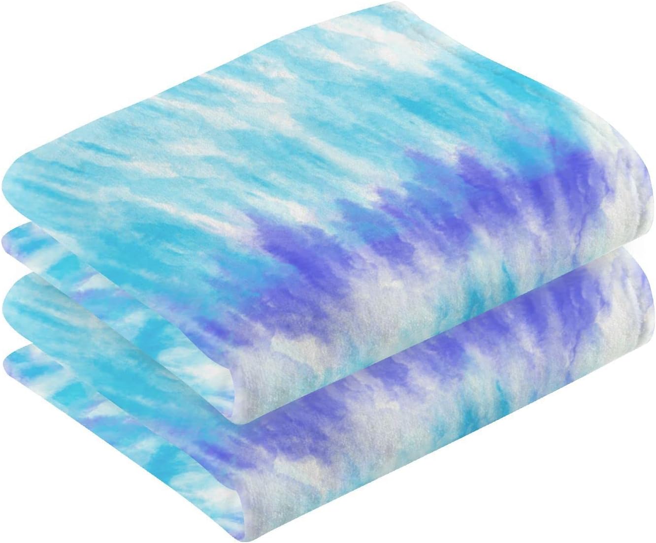 Dreamtimes Tie Dye Purple Blue Spiral Cotton Towels Set 2 Pcs Absorbent Hand Towel Face Towels Kitchen Towels Bath Towels for Bathroom Laundry Room Kitchen 16 x 28 Inches