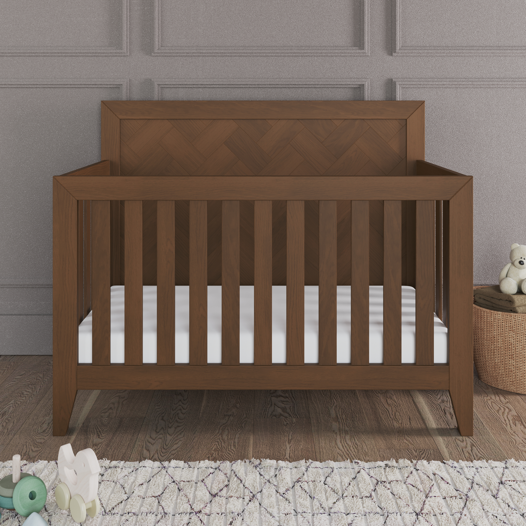 Child Craft Kieran 3-Piece Nursery Set, Includes 4-in-1 Convertible Crib, Dresser and Chest (Toasted Chestnut)