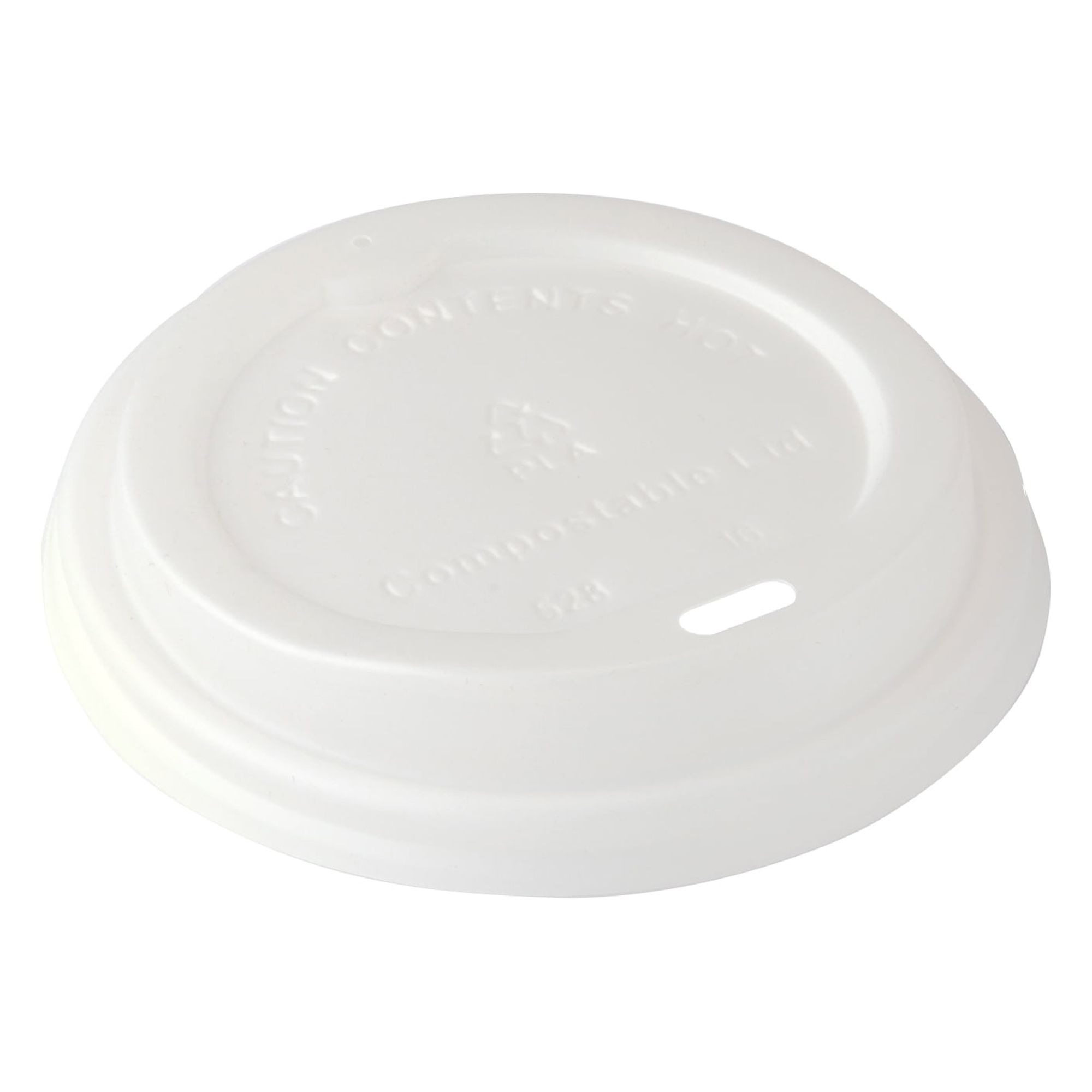 Basic Nature White PLA Plastic Coffee Cup Lid - Fits 8, 12, 16 and 20 oz, Compostable - 500 count box