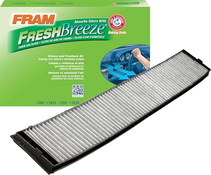 FRAM Fresh Breeze Cabin Air Filter Replacement for Car Passenger Compartment w/Arm and Hammer Baking Soda, Easy Install, CF10362 for Select BMW Vehicles , white
