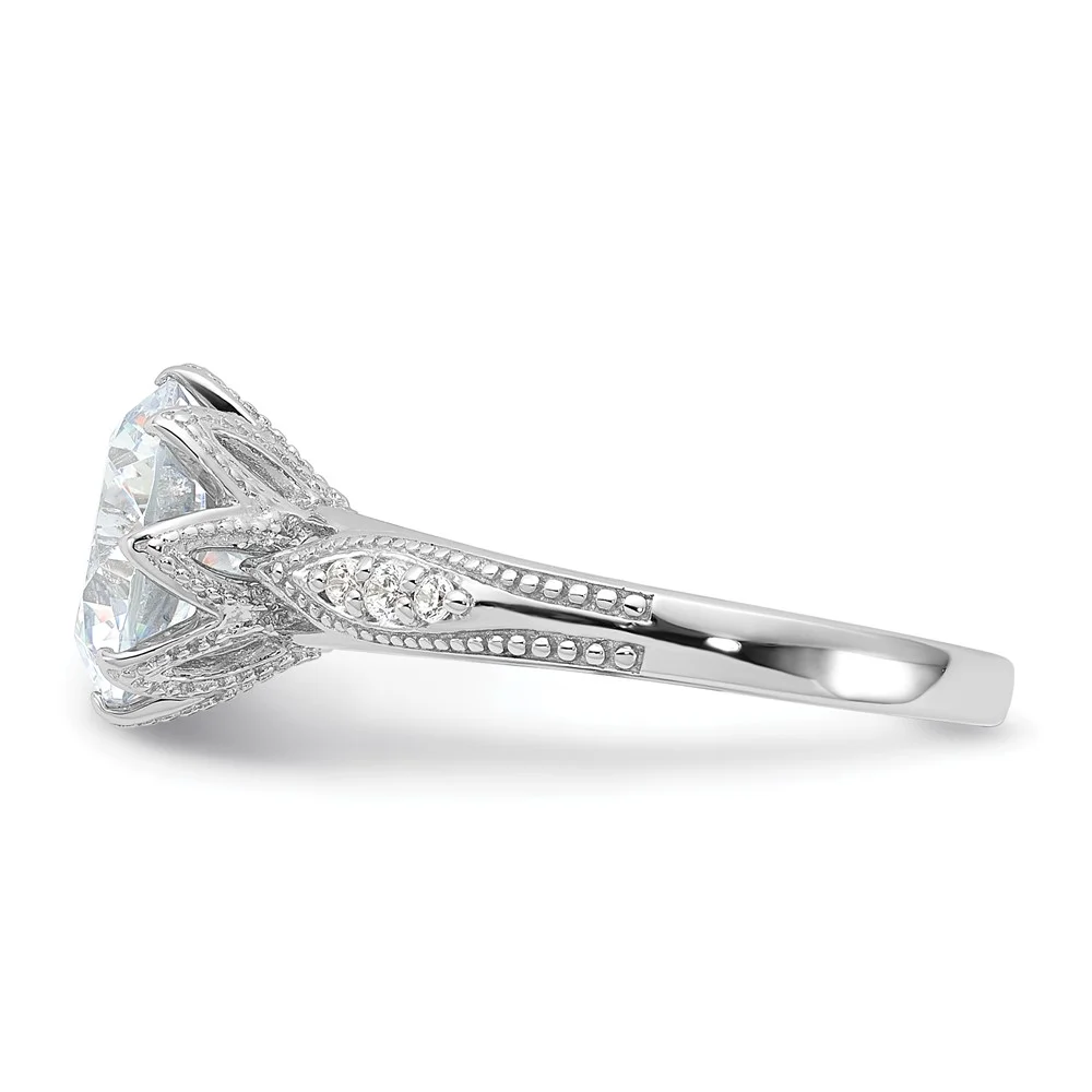 Sterling Silver Rhodium-plated 9mm CZ Ring QQR6949-7