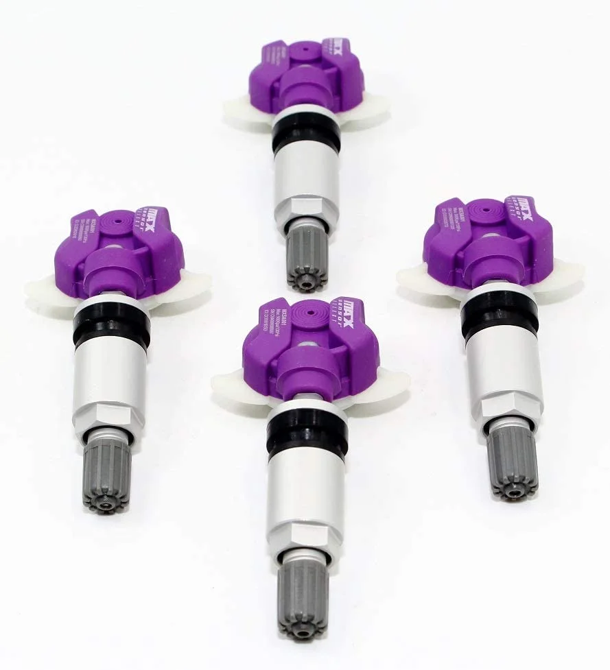 Set of 4 MAX MXSA001 TPMS 433mhz Tire Pressure Sensors for KIA Stinger Replaces 52933J5000 w/Silver Aluminum Valve Stems