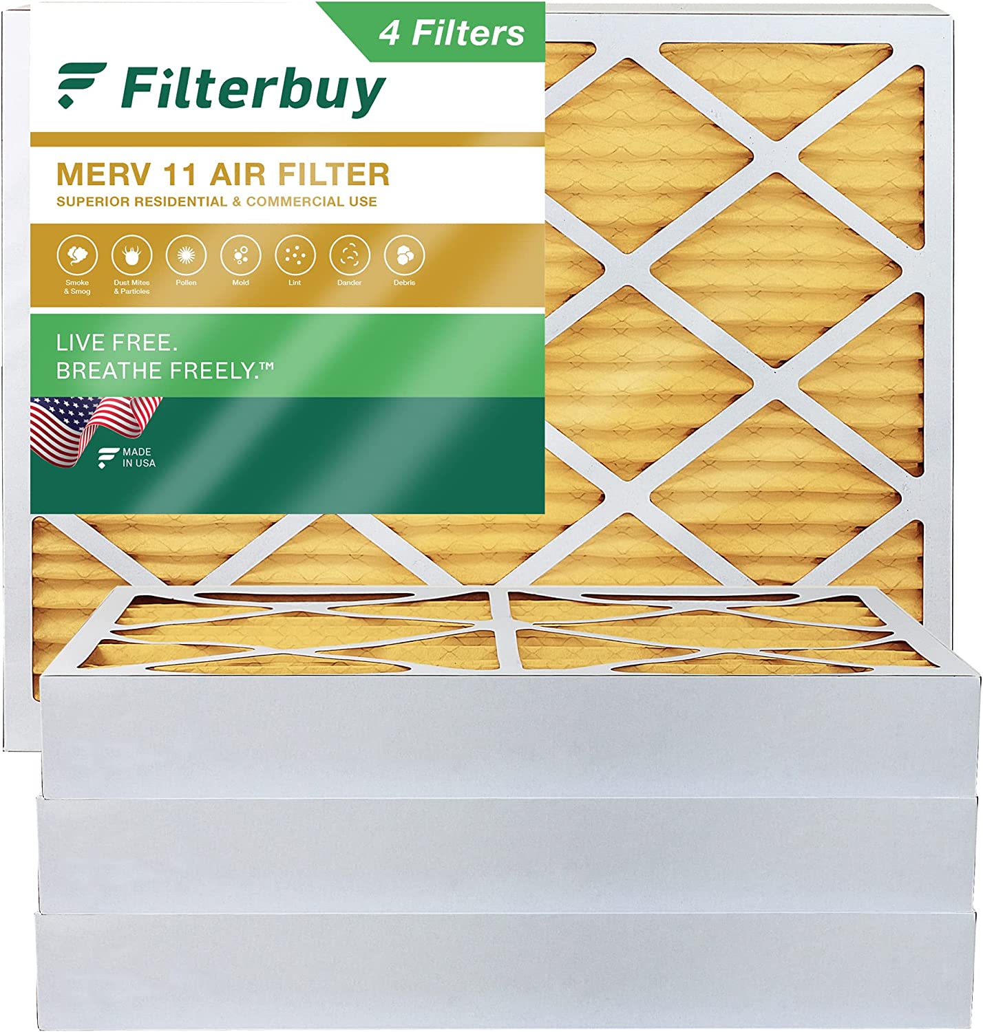 Filterbuy 8x14x4 MERV 11 Pleated HVAC AC Furnace Air Filters (4-Pack)