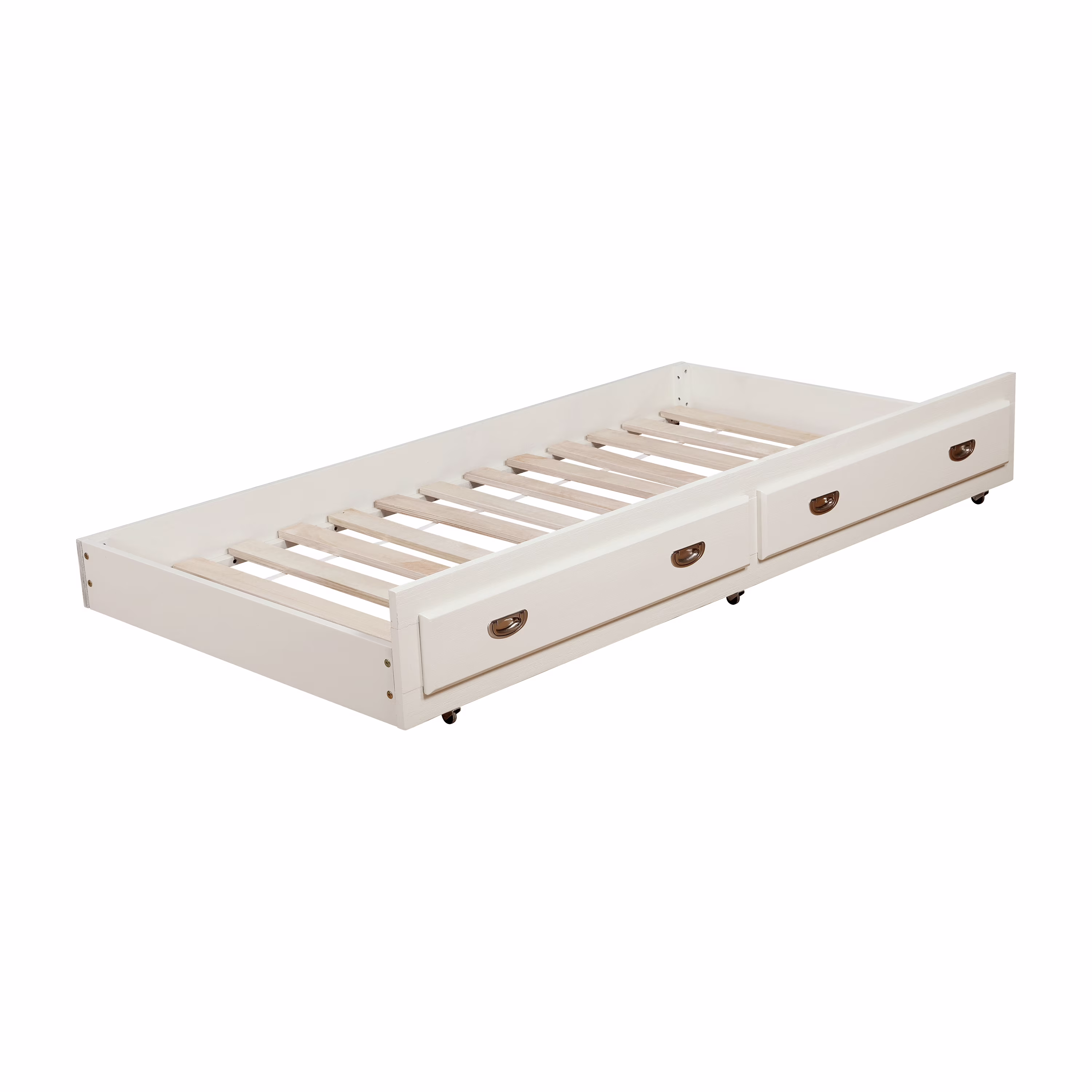 Delphine Transitional Wooden Trundle with Metal Pull, White