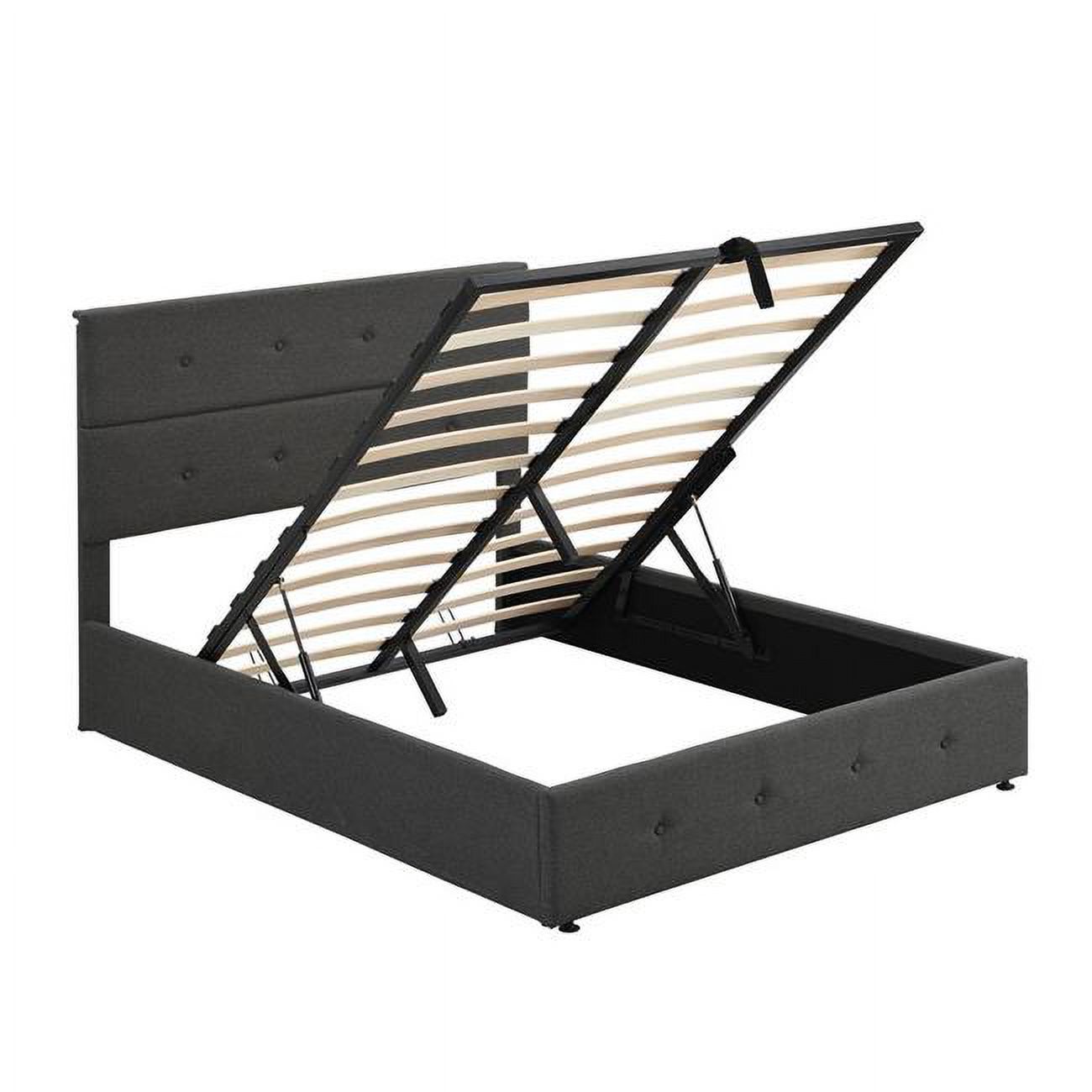 HomeRoots 473968 Iron Full & Double Size Tufted Gray Upholstered Linen Blend Bed