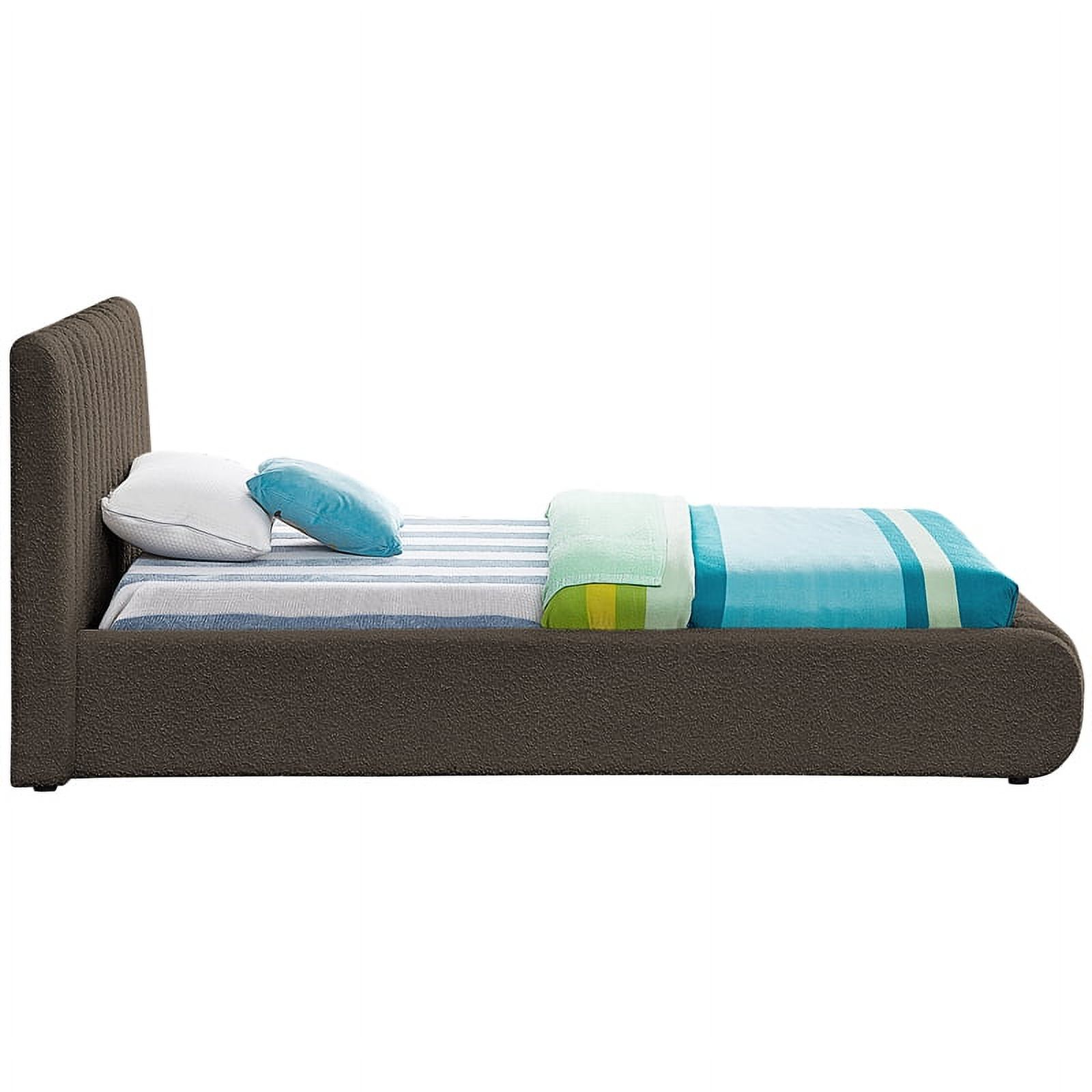 Meridian Furniture Nash Brown Boucle Fabric Twin Bed