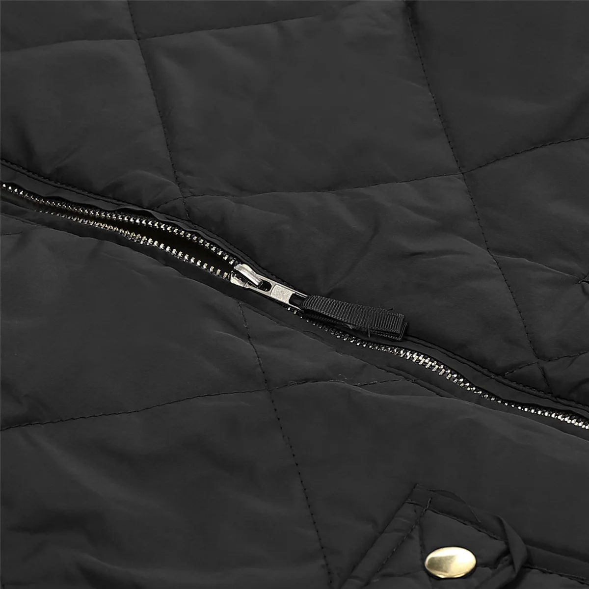 Huyghdfb Women Vest Stand Collar Warm Padded Zip Side Pockets Gilet Quilted Puffer Vest