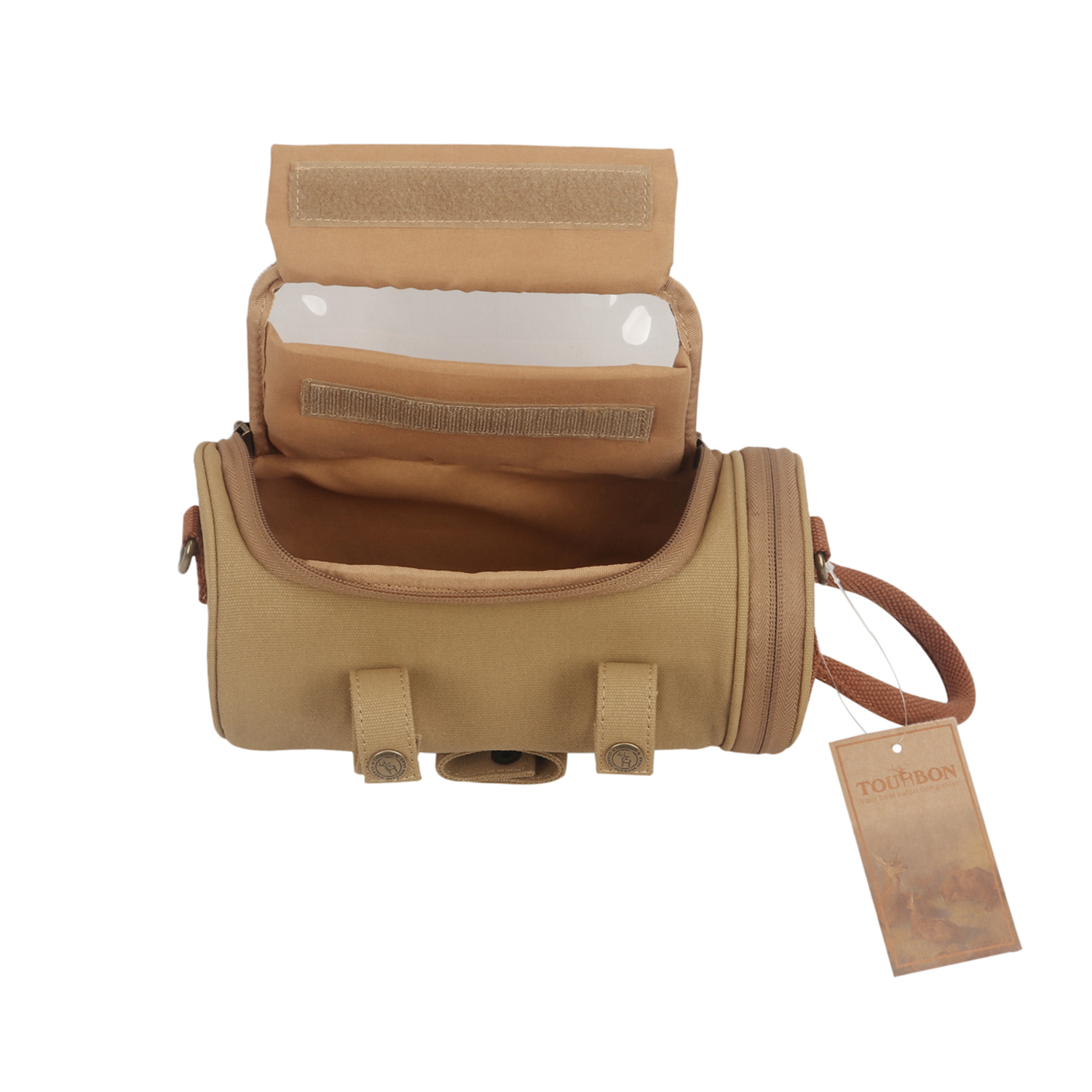 TOURBON Waxed Canvas Retro Bike Canvas Handlebar Bag Bicycle Cycling Case Up to 6.8'' Phone Pouch Holder