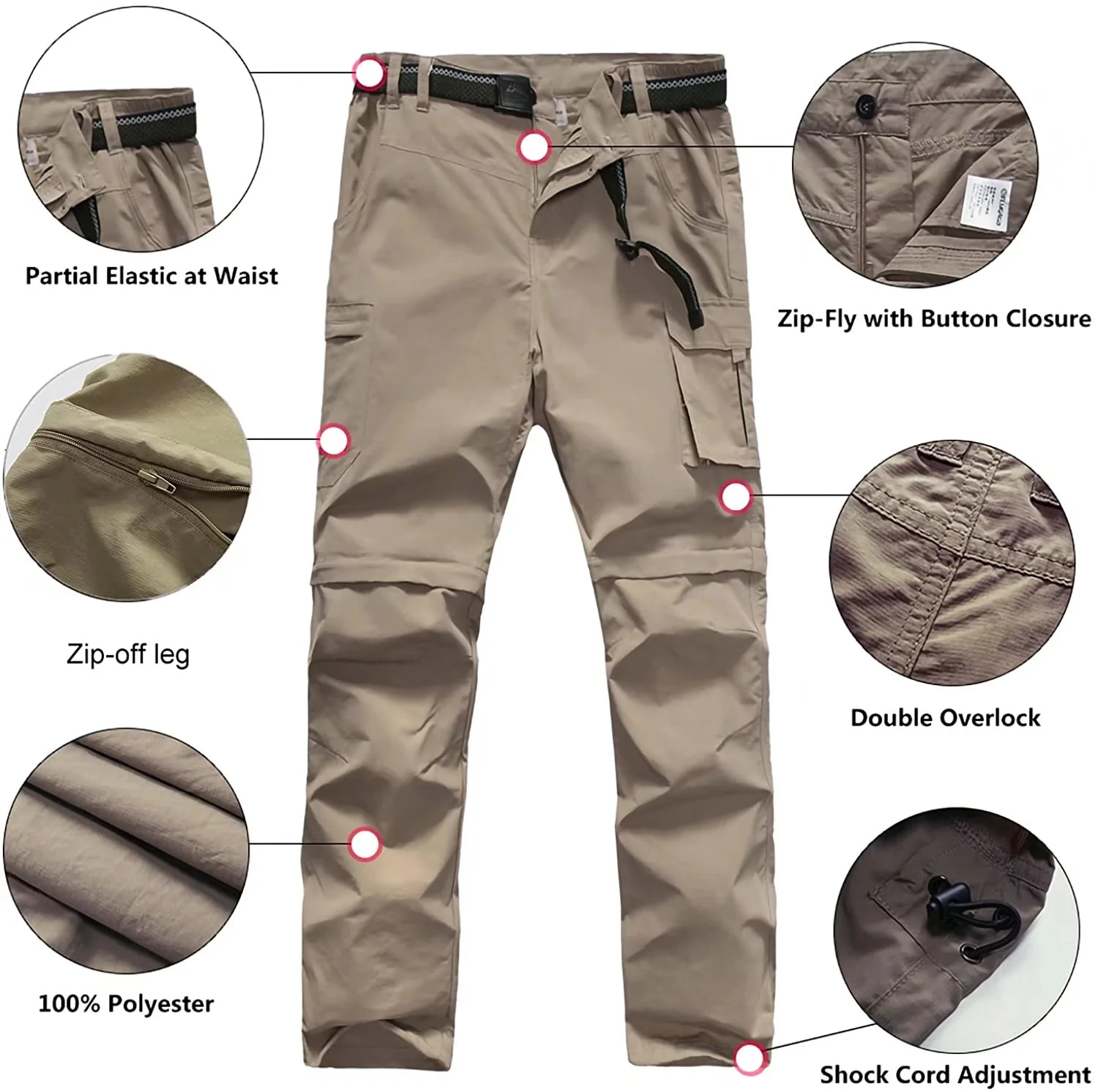 JOMLUN Boys Scout Pants Hiking Convertible Pants Outdoor Quick Dry Lightweight Zip Off Pants Climbing Casual Trouser Kids Youth Cargo Pants