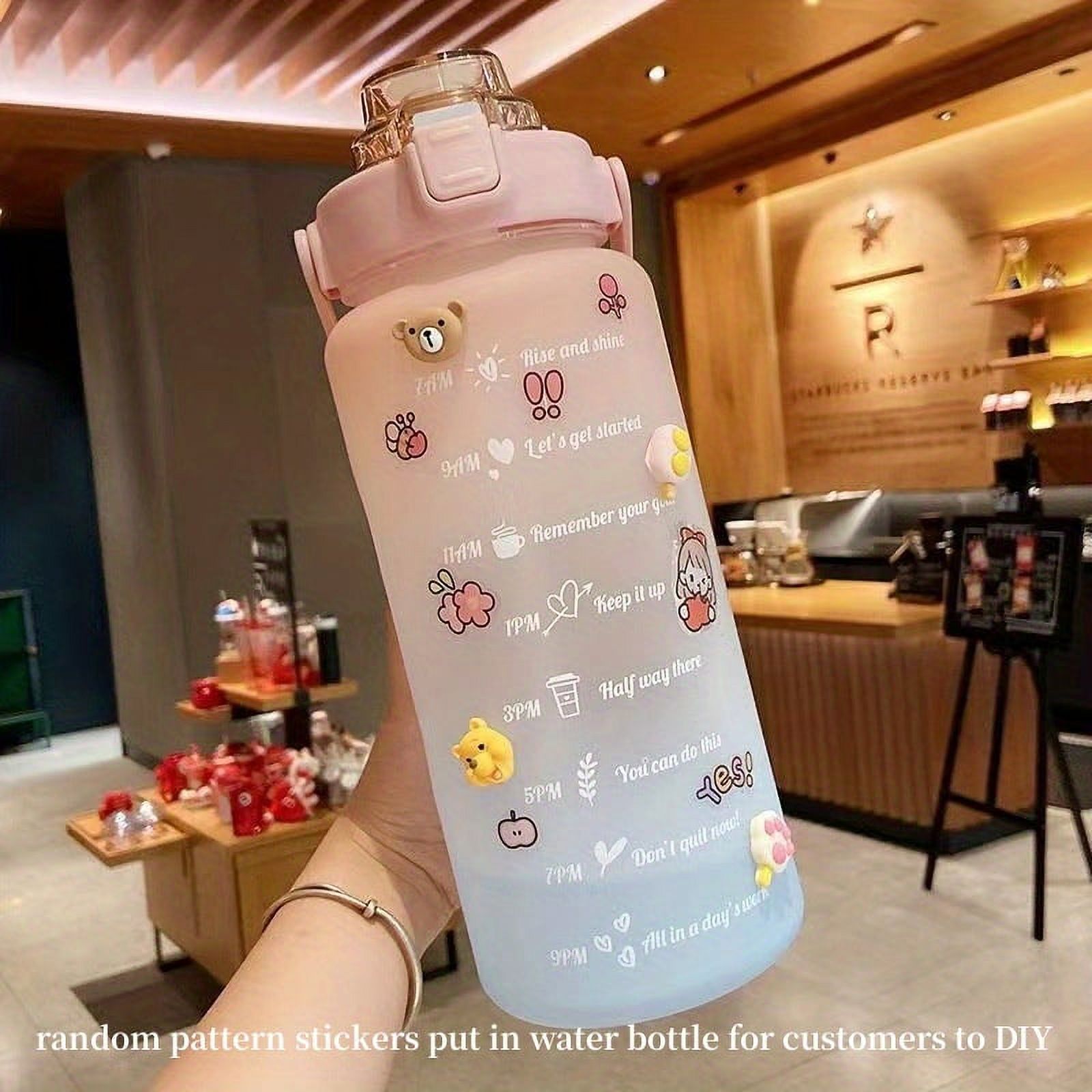 67oz BPA-Free Leakproof Water Bottle with Straw & Stickers - Kawaii Motivational Design for Office, School, Gym & Workout!