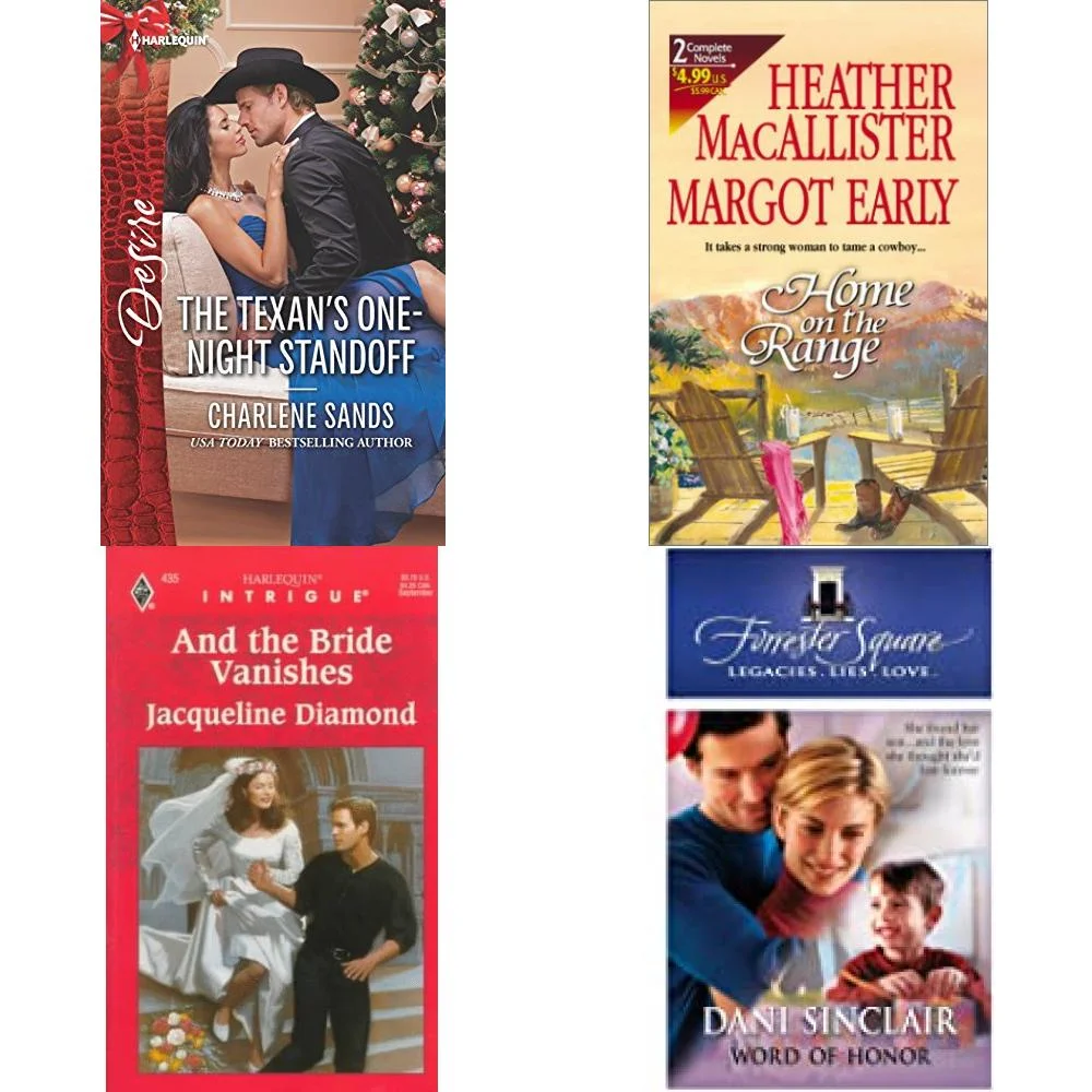 Assorted Harlequin Romance Paperback Book Bundle (4 Pack): The Texans One-Night Standoff Dynasties: The Newports Mass Market Paperback, Home on the Range 2 Novels in 1 Paperback, And The Bride Vanishe