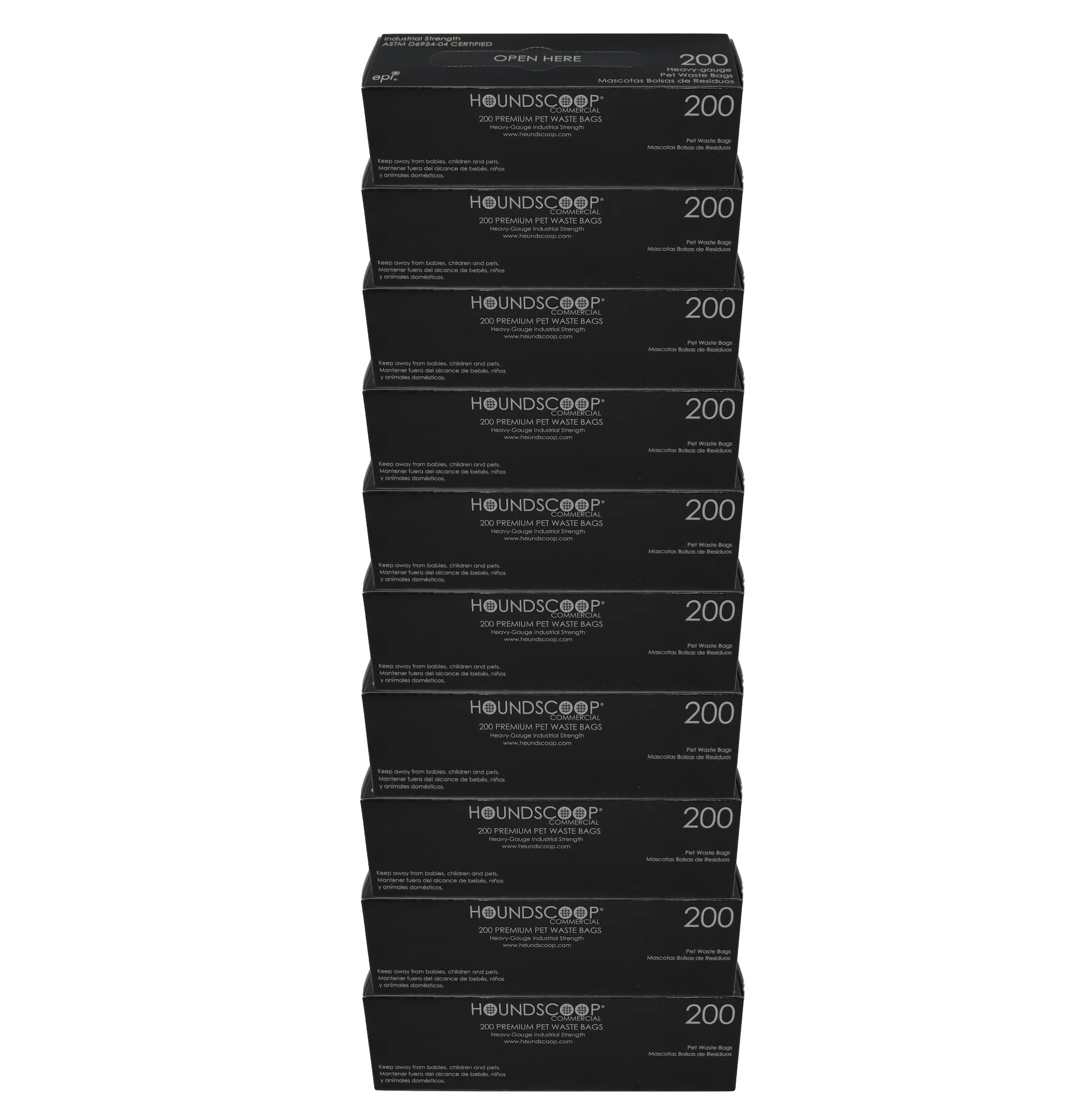 HOUNDSCOOP Case of 2000 Pet Waste Bags on Roll (10 Rolls of 200 Bags per roll)