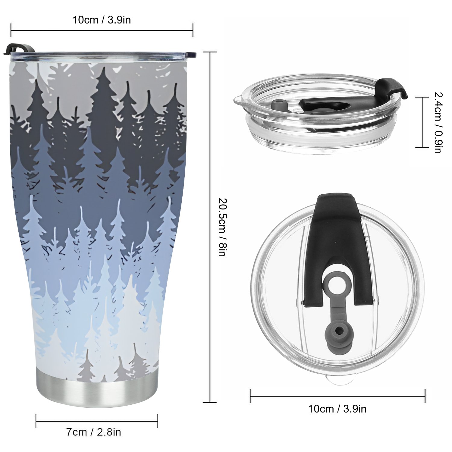 Hidove Stainless Steel Tumbler, Fir Tree Forest Pattern 30oz Leak Proof & Stainless Steel Bottle for Hot & Cold Drinks - Coffee Travel Mug, Water Metal Canteen, Thermal Cup