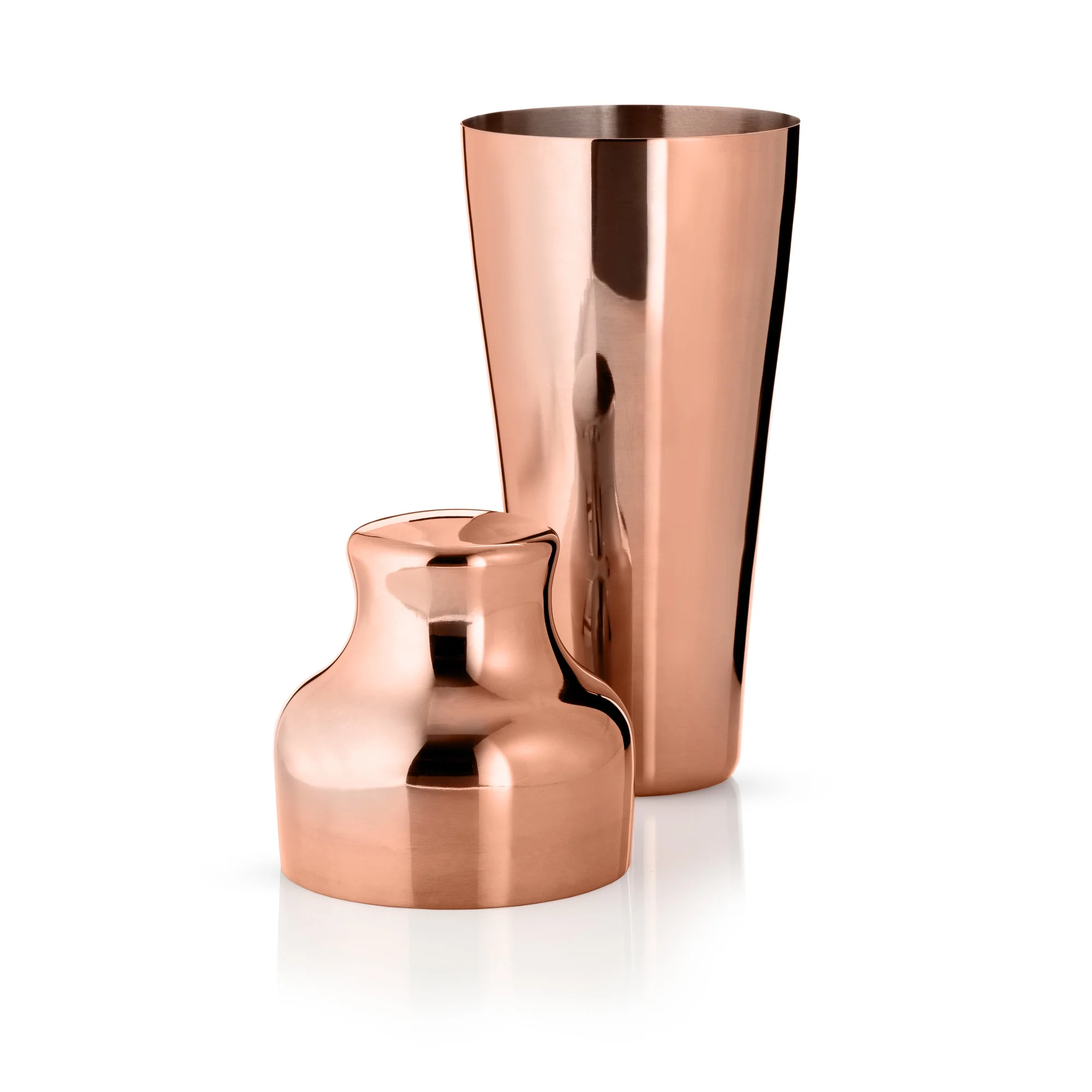 Viski Stainless Steel Contoured Shine Polished Parisian Cocktail Shaker, Copper