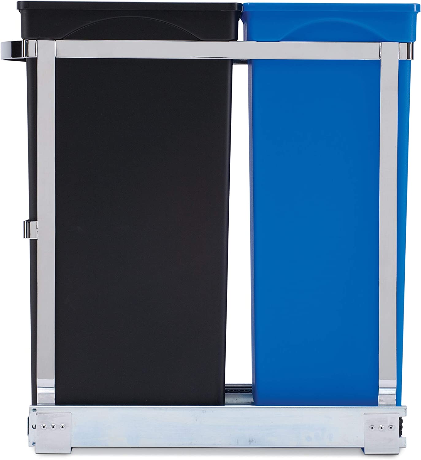 35 Liter / 9.3 Gallon Dual Compartment Under Counter Kitchen Cabinet Pull-Out Recycling Bin and Trash Can