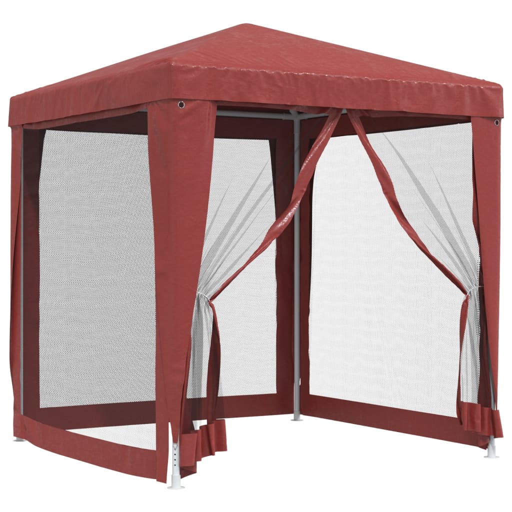 Gecheer Party Tent with 4 Mesh Sidewalls Red 6.6'x6.6' HDPE
