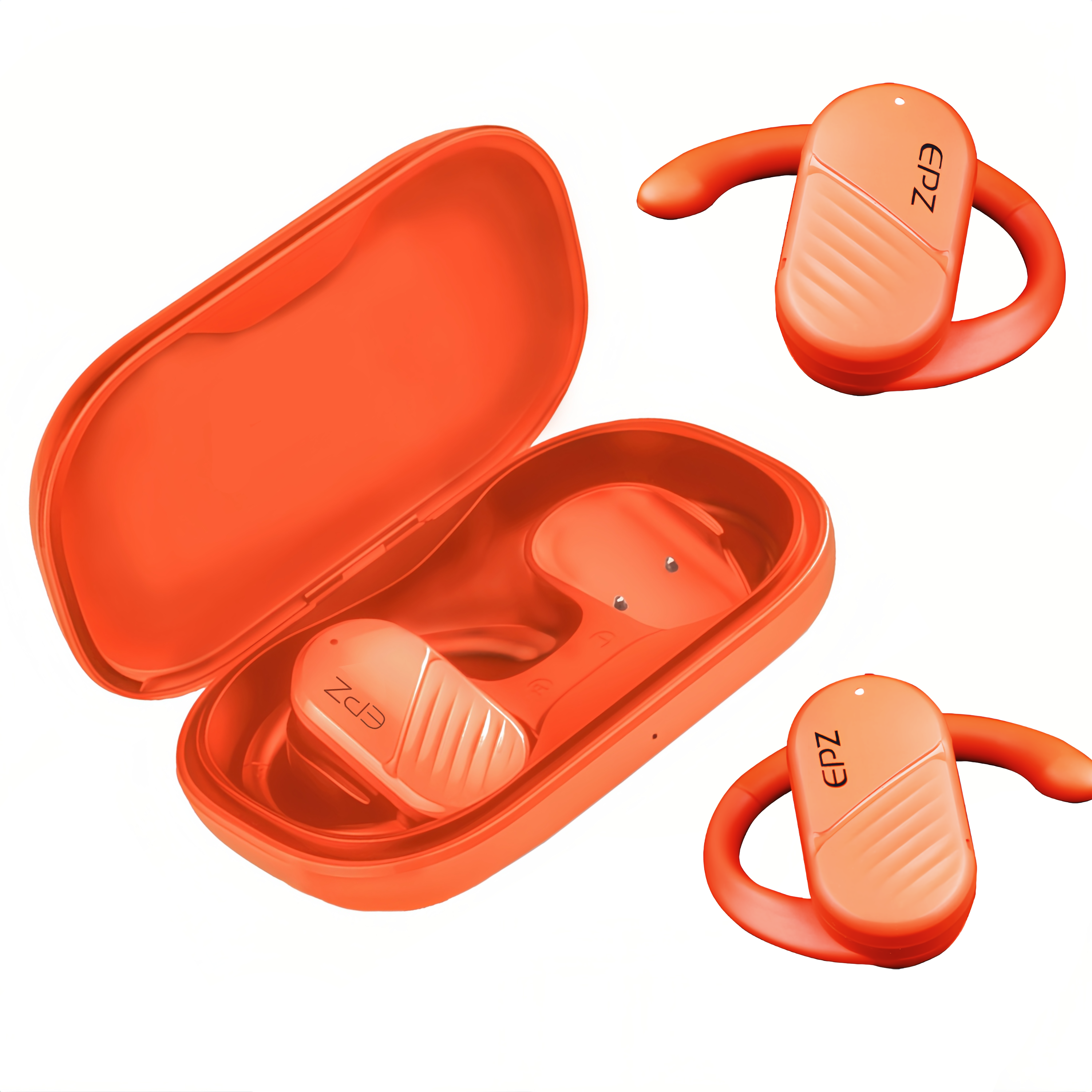 EPZ Open-Ear Bone Conduction Memory, Sports Headphones - Sweat-resistant wireless headphones for workouts and running - Built-in microphone (Orange )