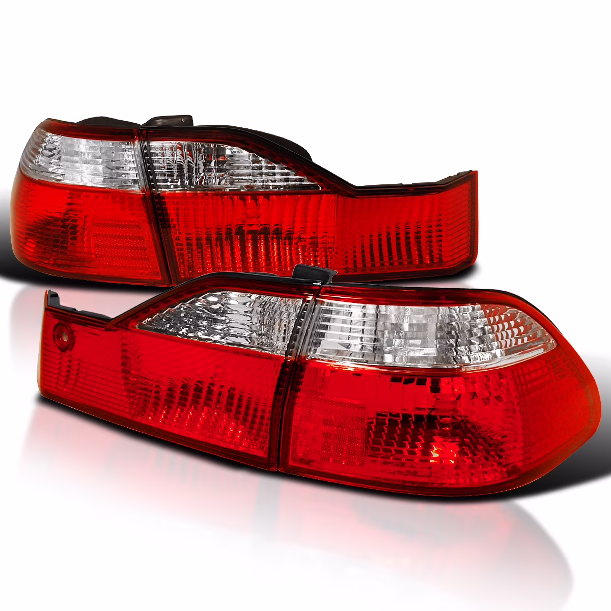 Spec-D Tuning Red Clear Tail Lights Compatible with 1998-2000 Honda Accord 4-Door Sedan Left + Right Pair Assembly