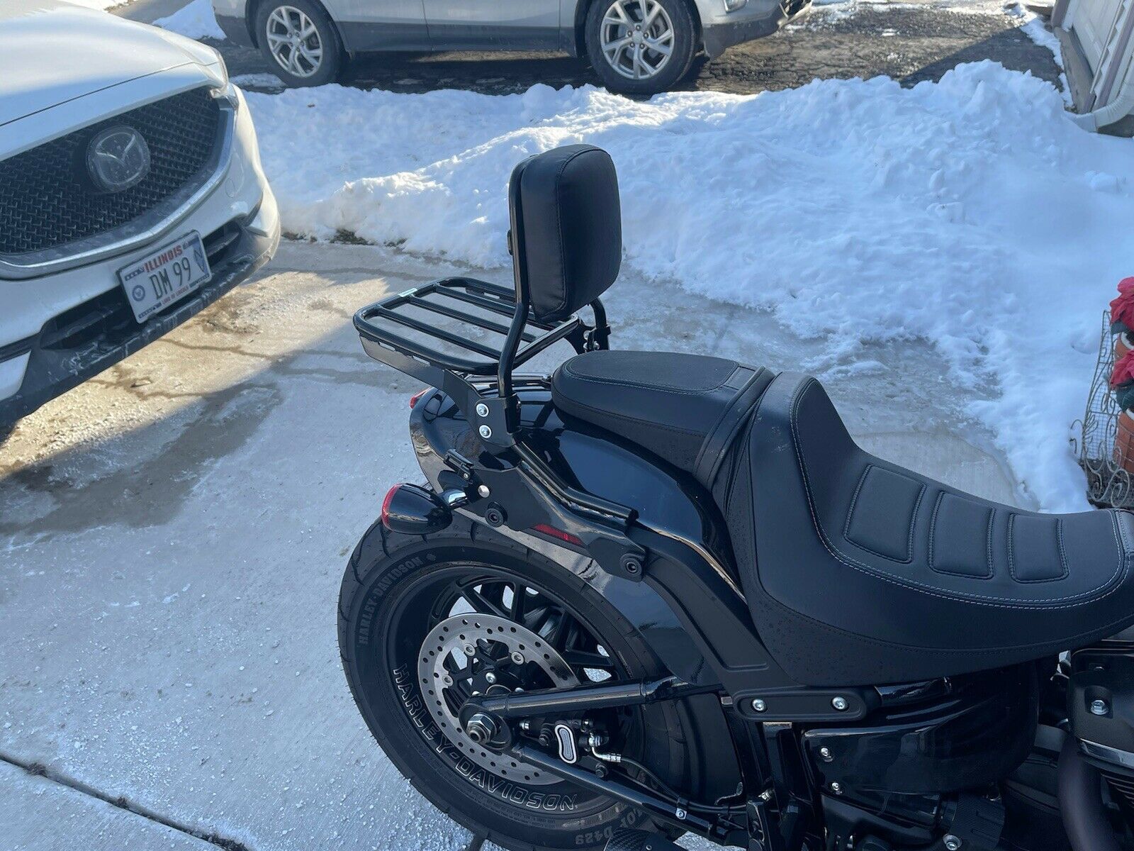 WEISEN - Detachable Passenger Black Backrest Sissy Bar + Rear Luggage Rack w/ Docking for 18-UP Harley FXFB FXFBS