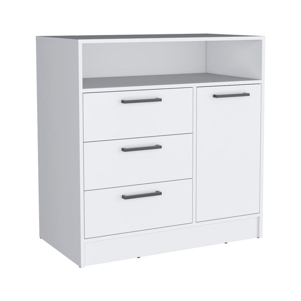Depot E-Shop Dresser with Spacious 3-Drawer and Single-Door Storage Cabinet, White