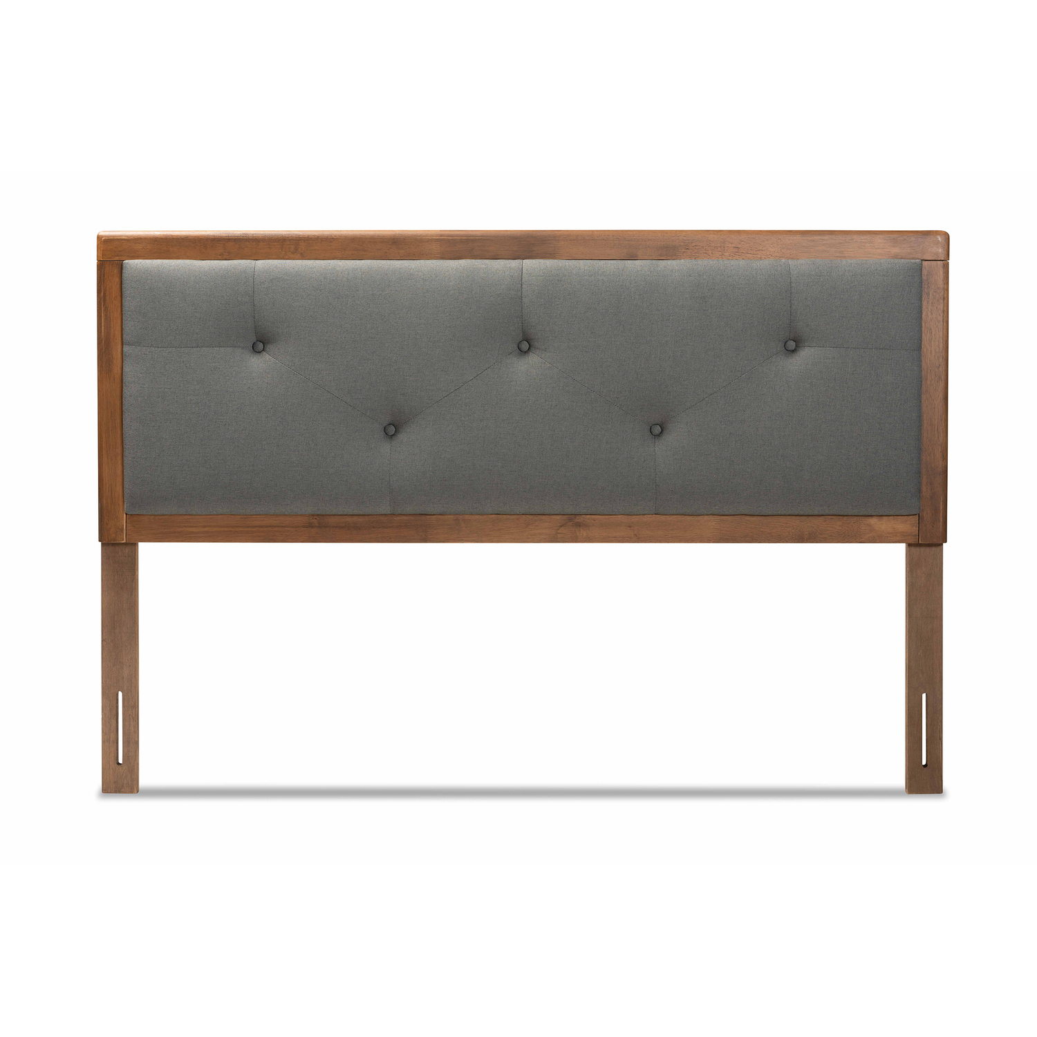 Baxton Studio Abner Dark Gray and Walnut Brown Finished Wood King Size Headboard