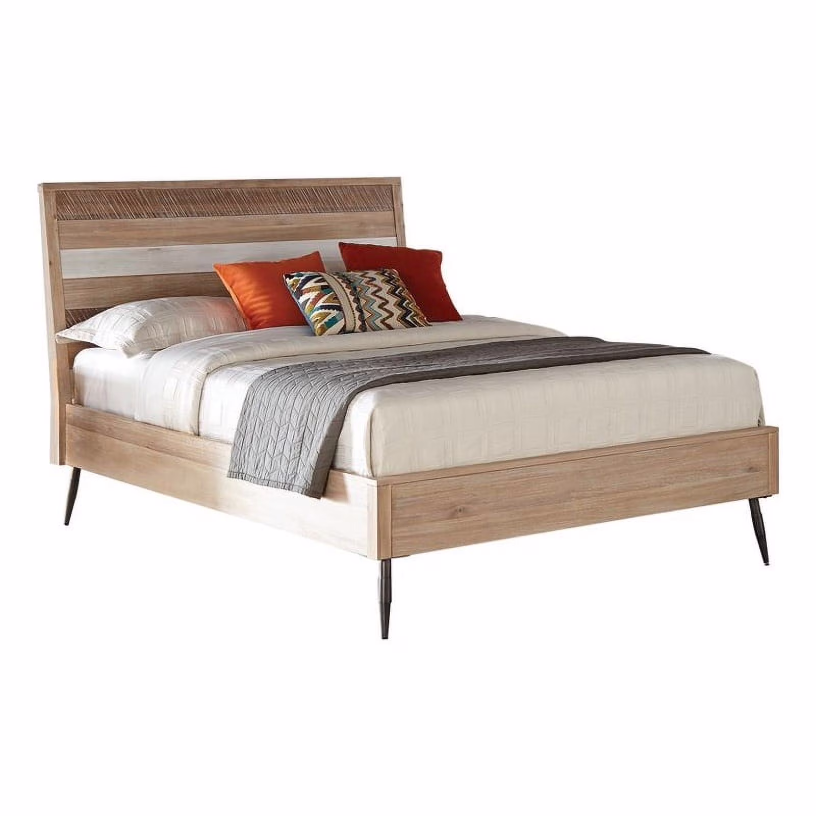 Pemberly Row Farmhouse Wood California King Platform Bed Brown