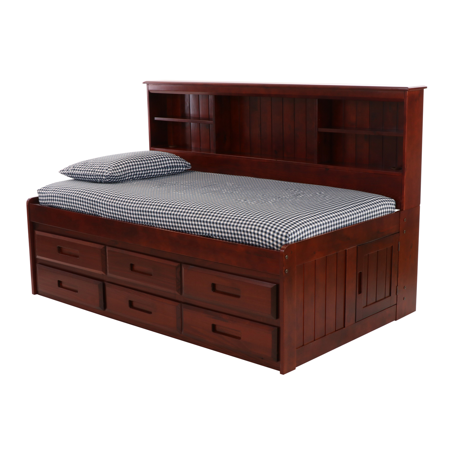 OS Home and Office Furniture Model 2822-K6-KD, Solid Pine Twin Daybed with Six Sturdy Drawers in Rich Merlot
