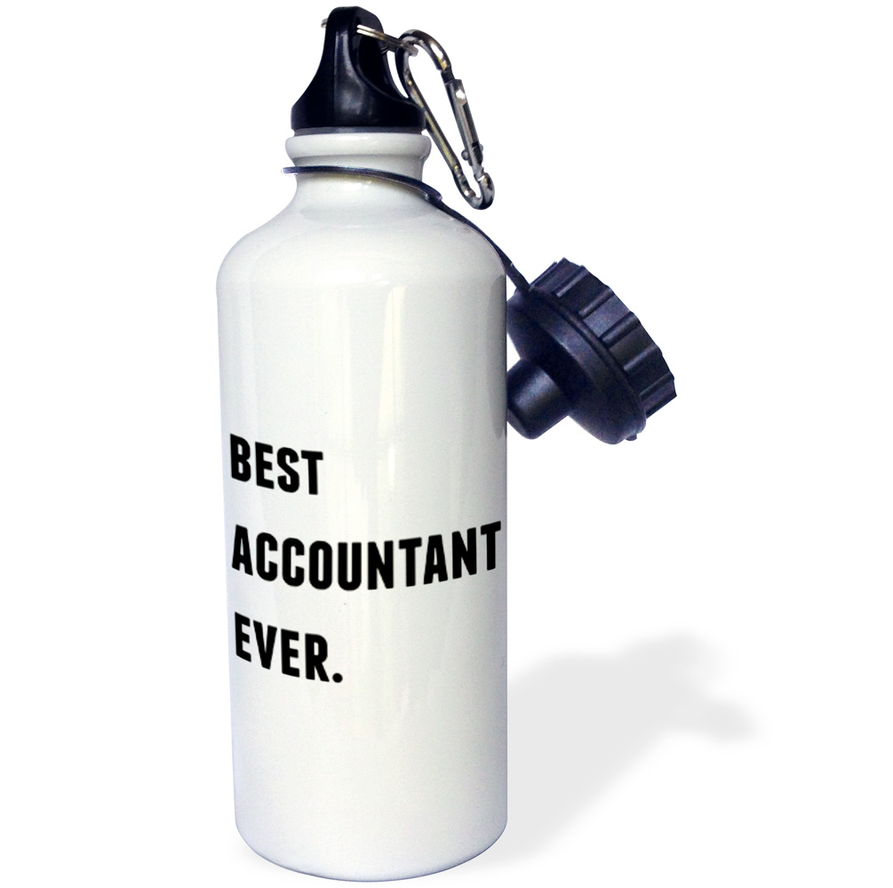 Best Accountant Ever, Black Letters On A White Background 21 oz Sports Water Bottle wb-213375-1