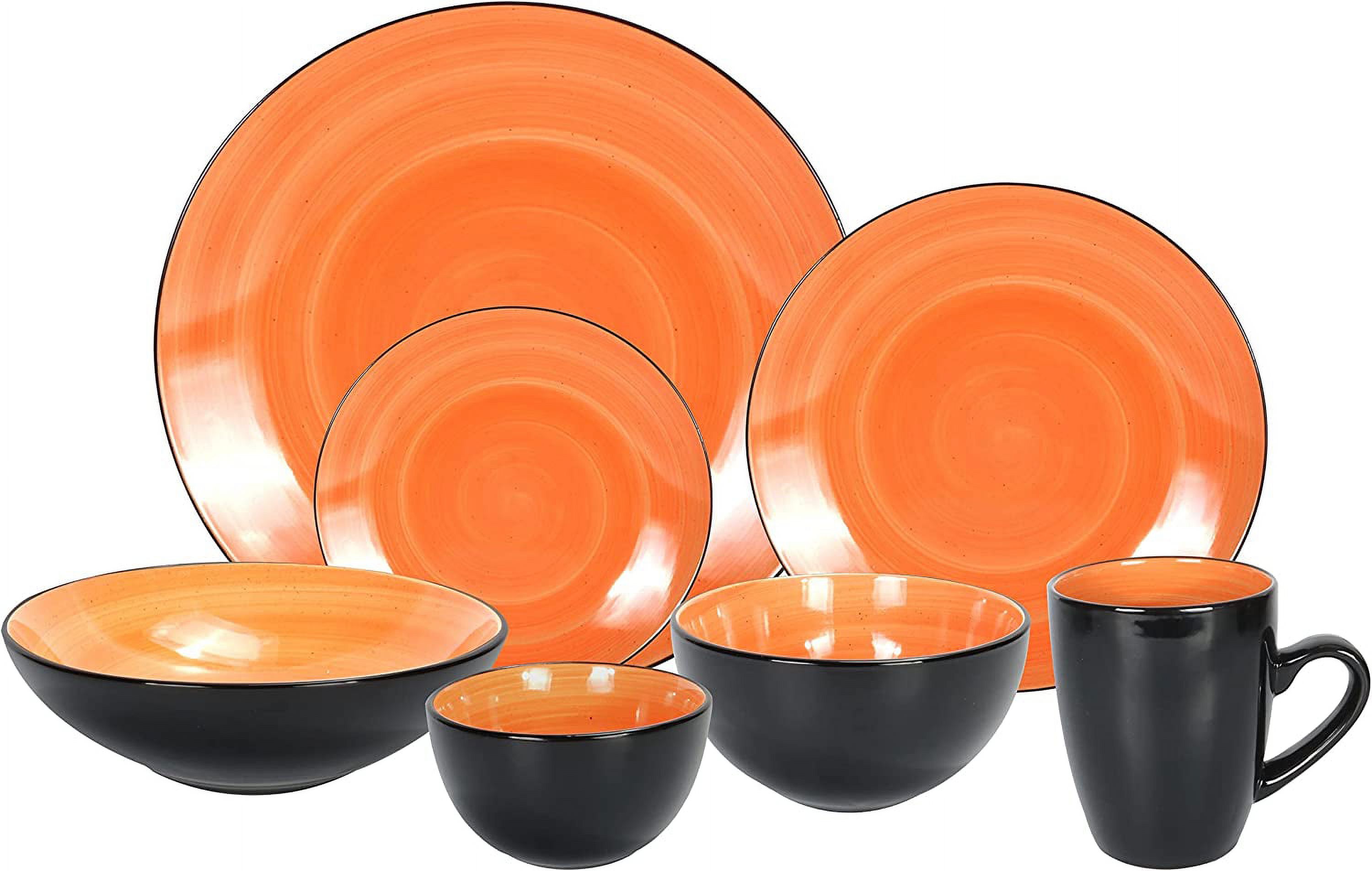Stoneware Sonoma Dinnerware Set, Black + Speckled Spin Wash (56Pc Set, Spice)