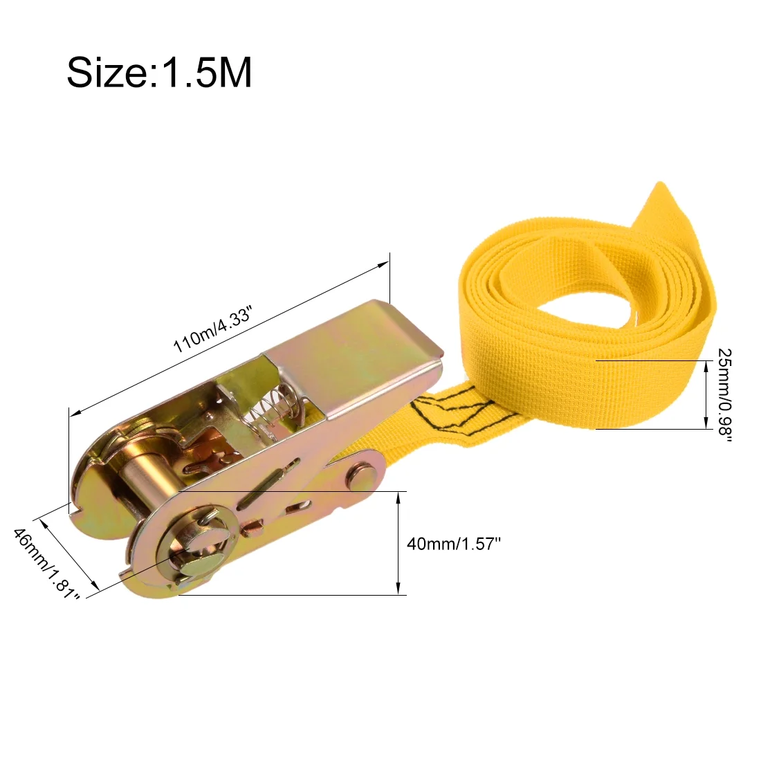 Uxcell 1.5M x 25mm up to 250Kg Ratchet Tie Down Strap, Yellow