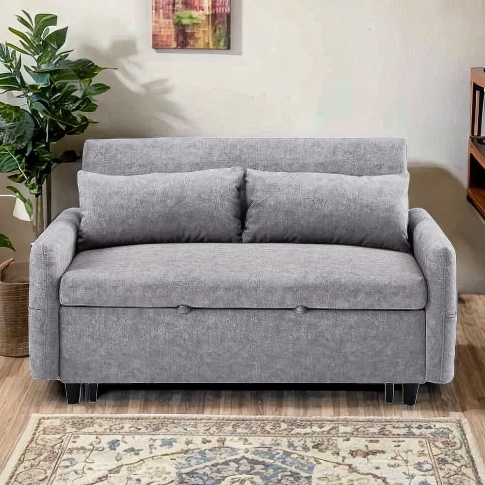 Versatile Pull-Out Sofa Bed Loveseat with Adjustable Backrest, Storage Pockets, and 2 Comfort Pillows,Couch Bed Suitable for Living Room, Bedroom, Apartment,Office