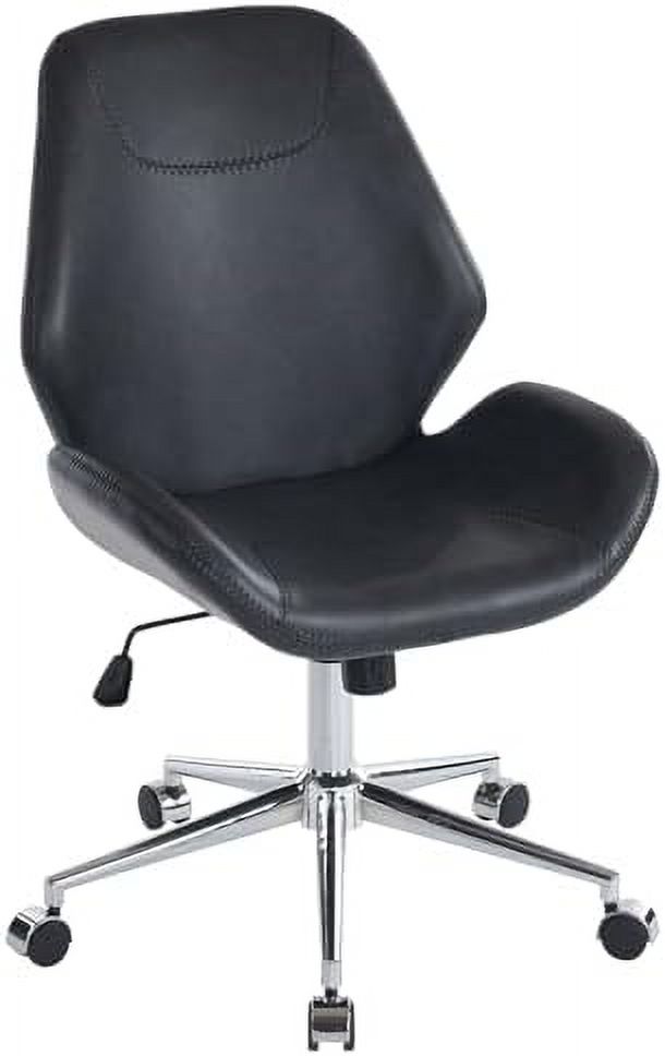 xrboomlife Armless Office Desk Chair  Mid-Back PU Leather Computer Task Chair with  Degree Swivel Wheels  Adjustable Height  Tilt  - Grey