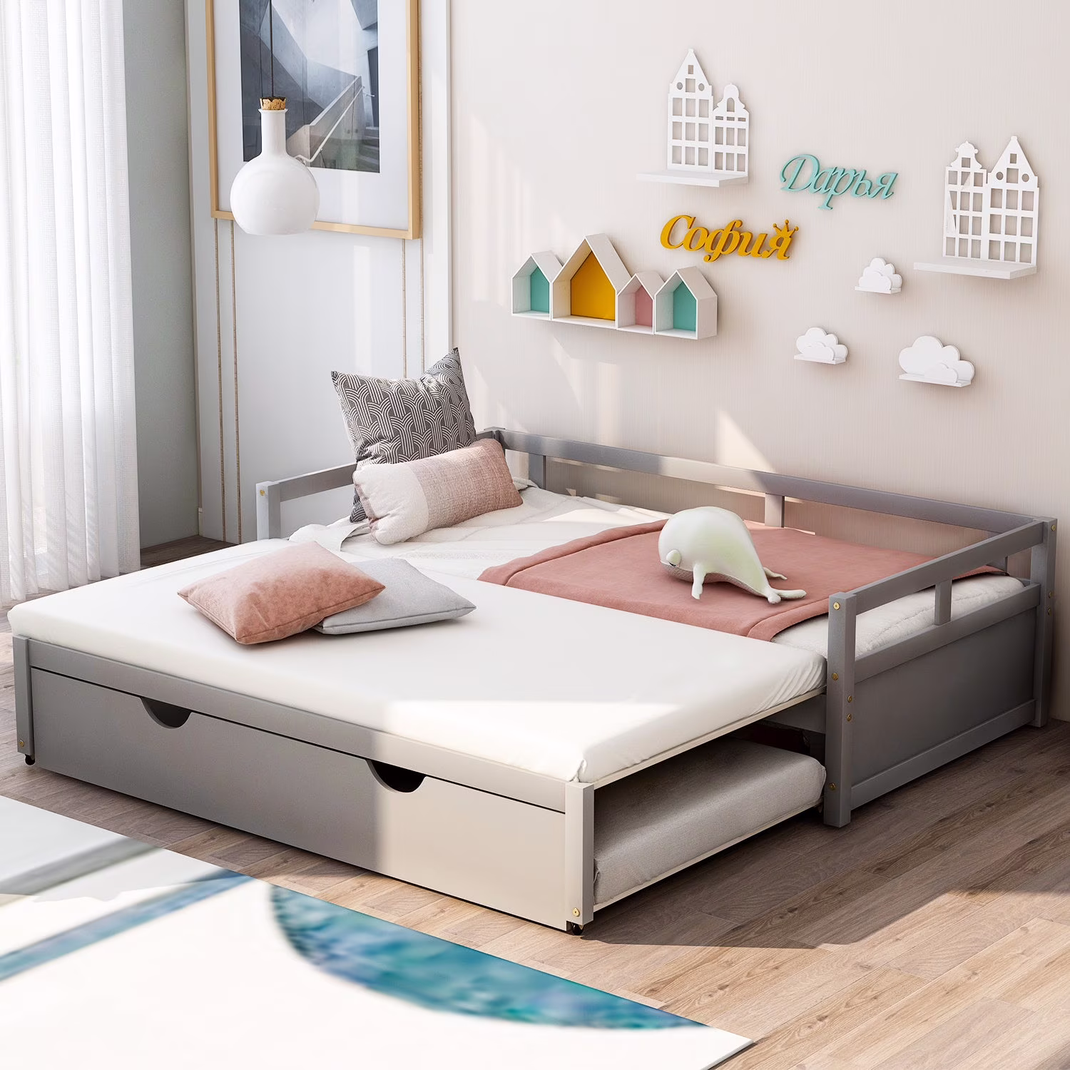Opilo Twin Size Daybed with Trundle - Gray