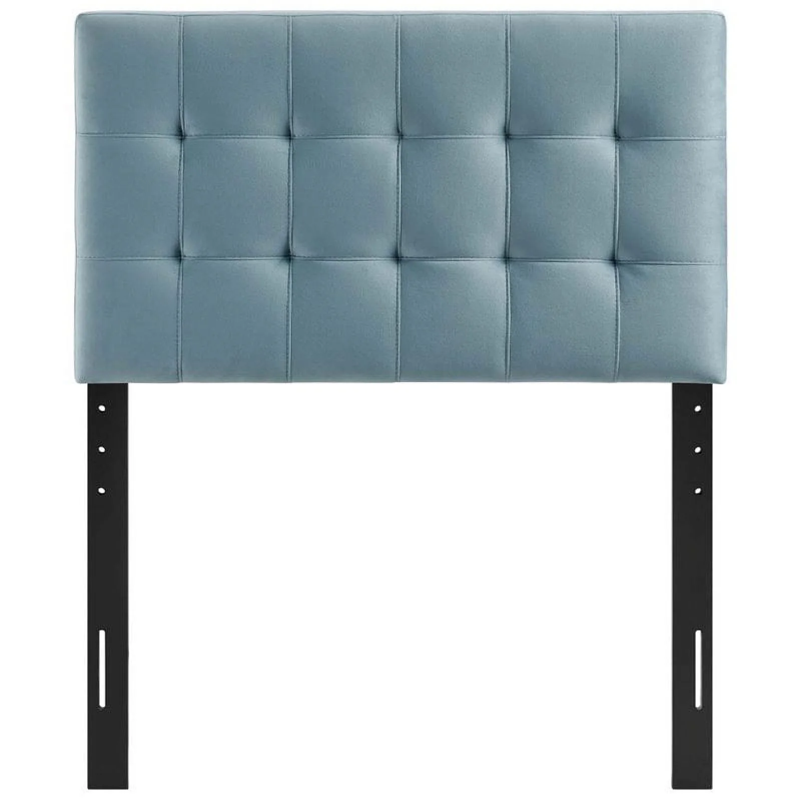 Pemberly Row Modern Fabric Biscuit Tufted Velvet Twin Headboard in Light Blue