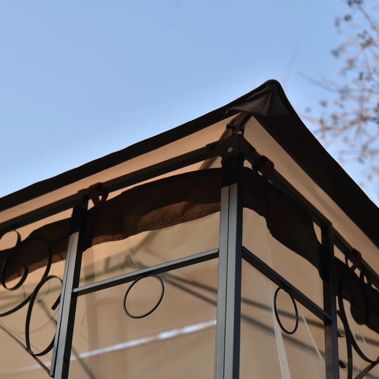 Iron Patio Outdoor Gazebo - Double Roof Canopy with Mosquito Netting | 13 Ft. W x 9.7 Ft. D