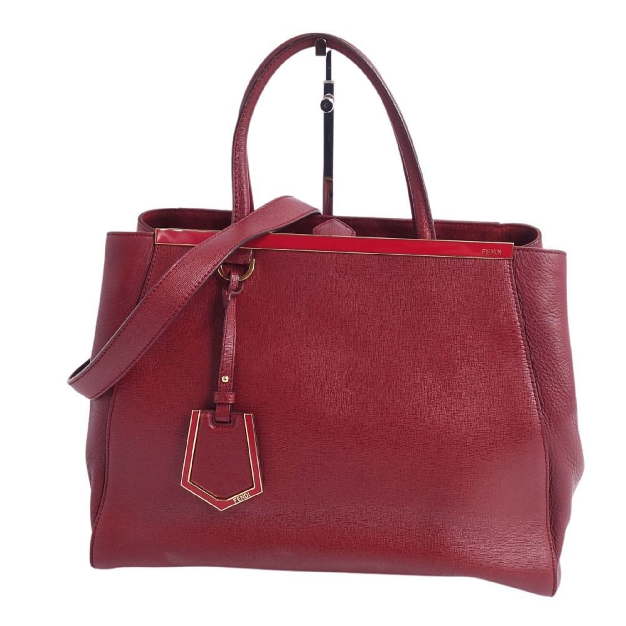 Pre-Owned Fendi FENDI bag 2 JOURS toe Jour 2way handbag shoulder calf leather ladies red (Good)