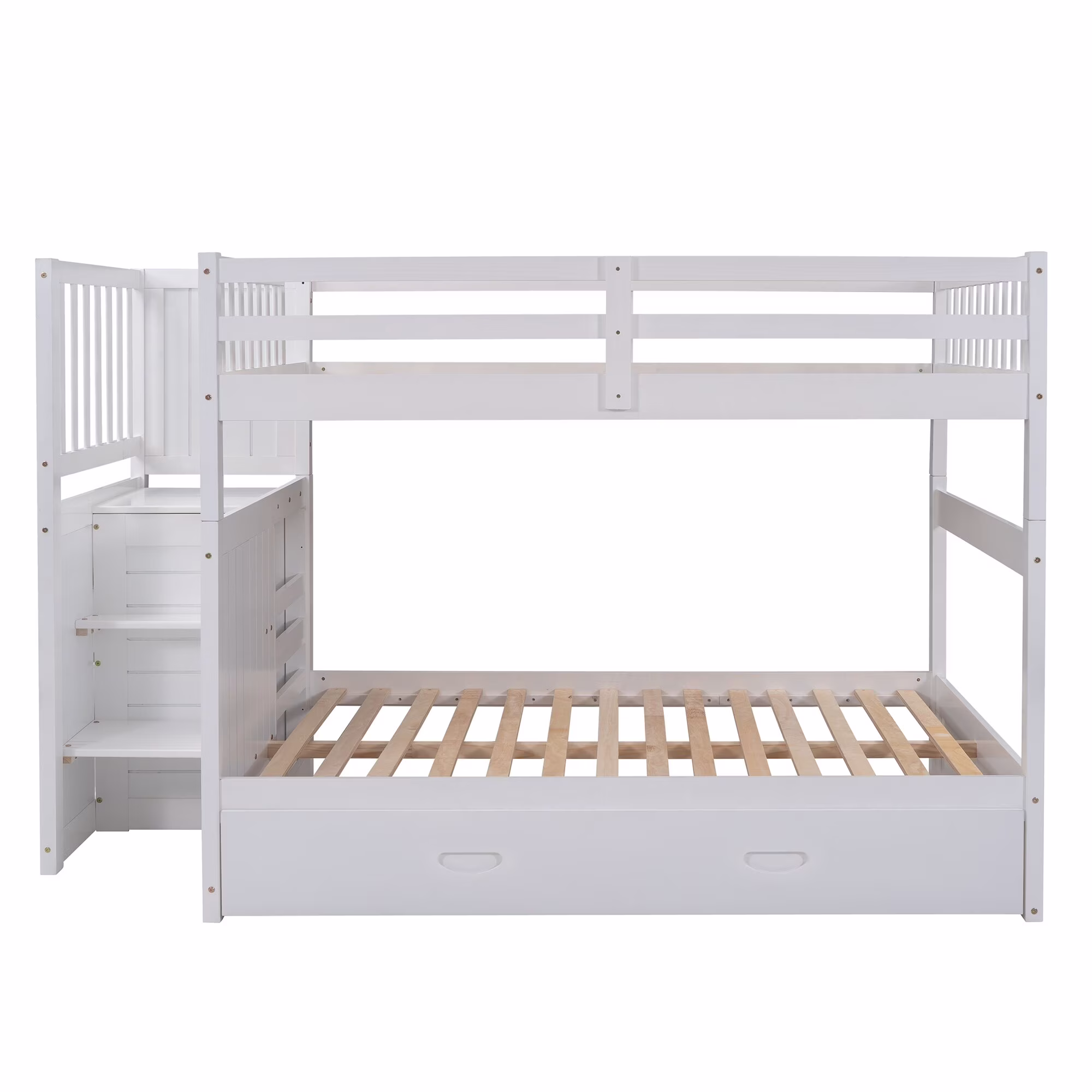 Home Adores, Inc. Ylonna Full over Full Bunk Bed with Twin Size Trundle White
