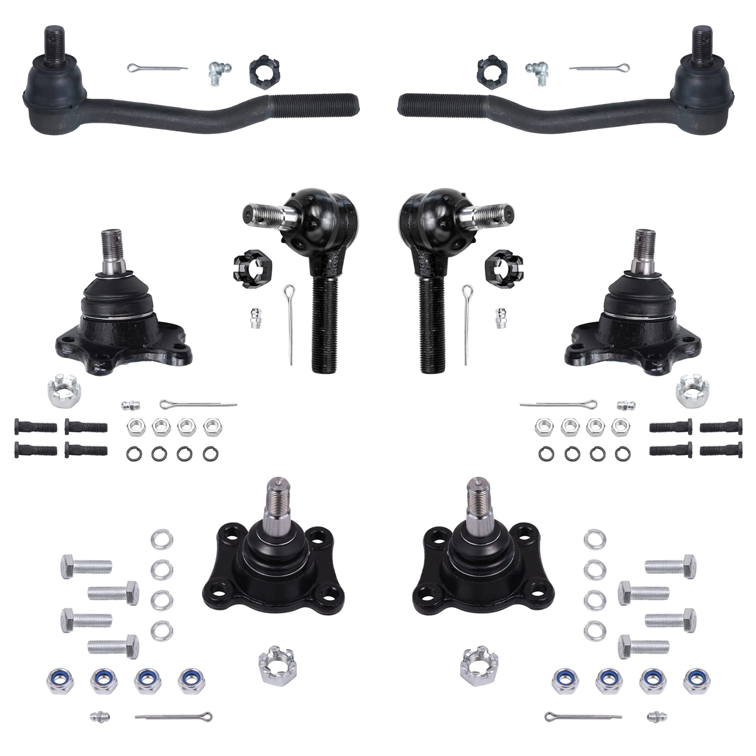 Detroit Axle - 8PC Front Upper and Lower Ball Joints, Inner and Outer Steering Tie Rod Ends for - 1992-1995 Toyota 4Runner - [1993-1998 Toyota T100 (4WD Models)]