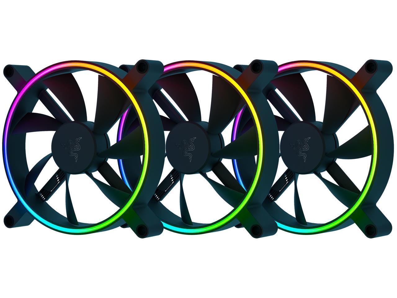Razer Kunai Hydraulic 140MM aRGB PC Fan: Quiet, Powerful aRGB Fans - PWM Fan Controller Support & Connect Up to 8 Fans - Powered by Razer Chroma RGB - 3 Fans