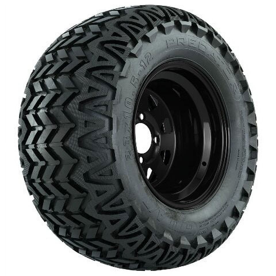 GTW 12 inch Gloss Black Spoked Golf Cart Wheel on 23x10.5-12 (23