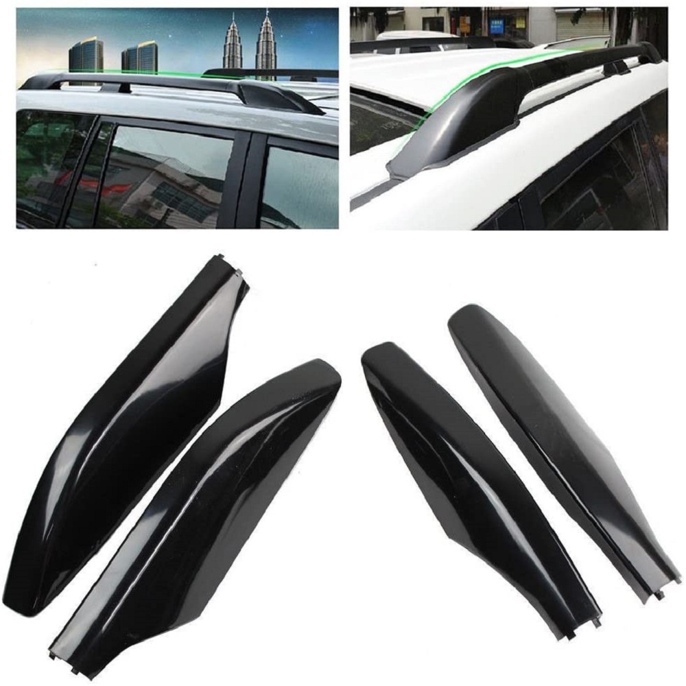 Anqidi 4Pcs Black ABS Roof Rack Bar Rail End Protection Cover Shell for Toyota Prado FJ120 2003-2009 2.7 4.0 Displacement