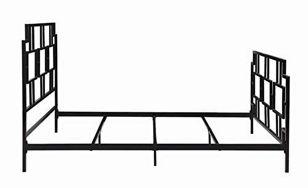Contemporary Geometric Black Twin Metal Bed