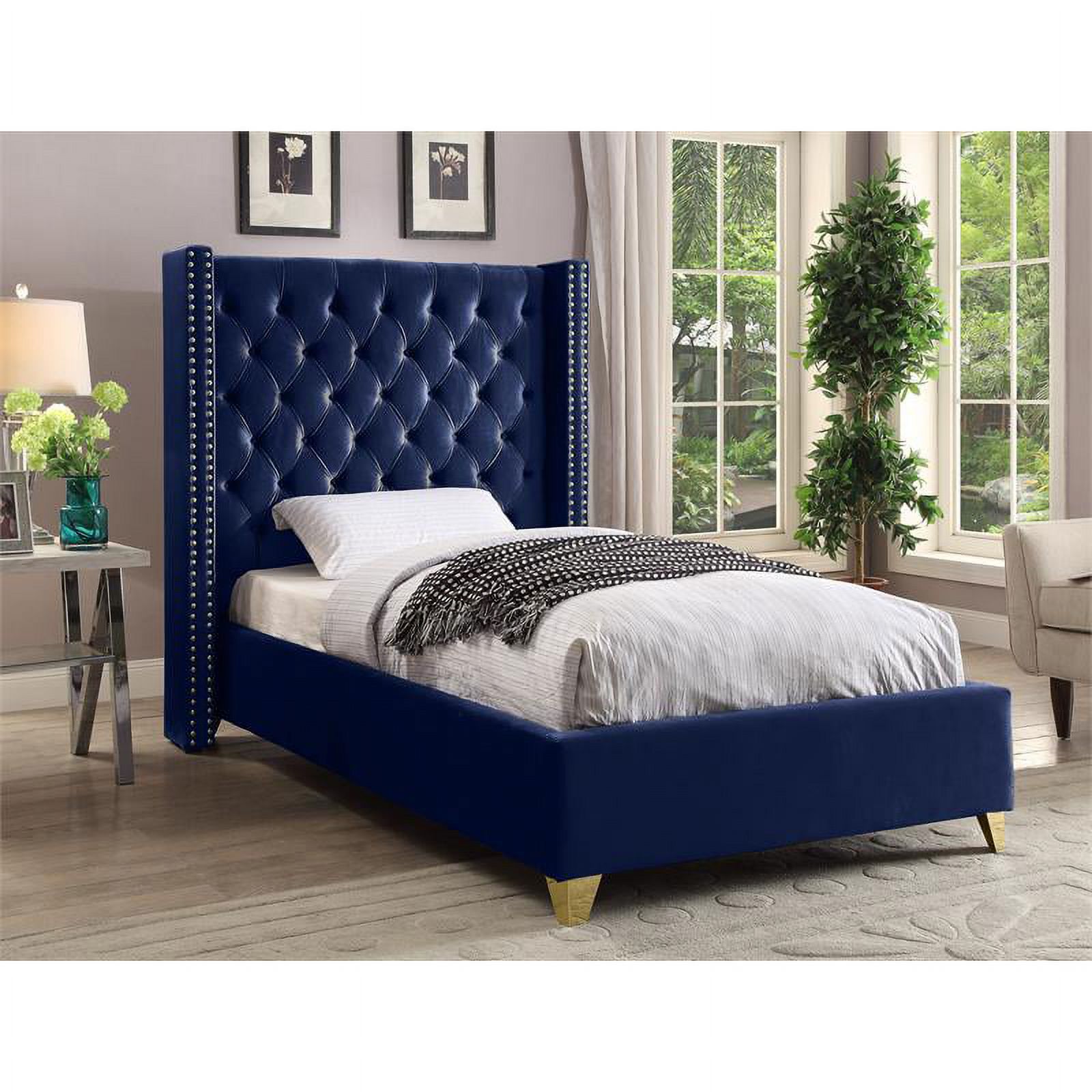 Meridian Furniture Barolo Navy Velvet Twin Bed