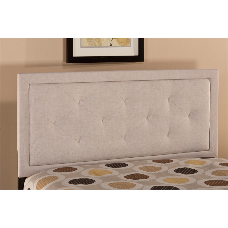 Bowery Hill Traditional Upholstered King Panel Headboard in Cream