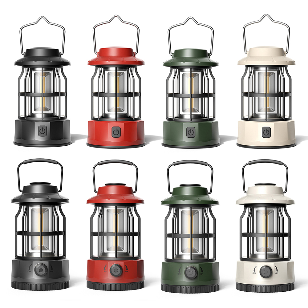 Occkic LED Camping Lantern Rechargeable Retro Metal Camp Light Battery Powered Hanging Lamp for Power Failure Outages