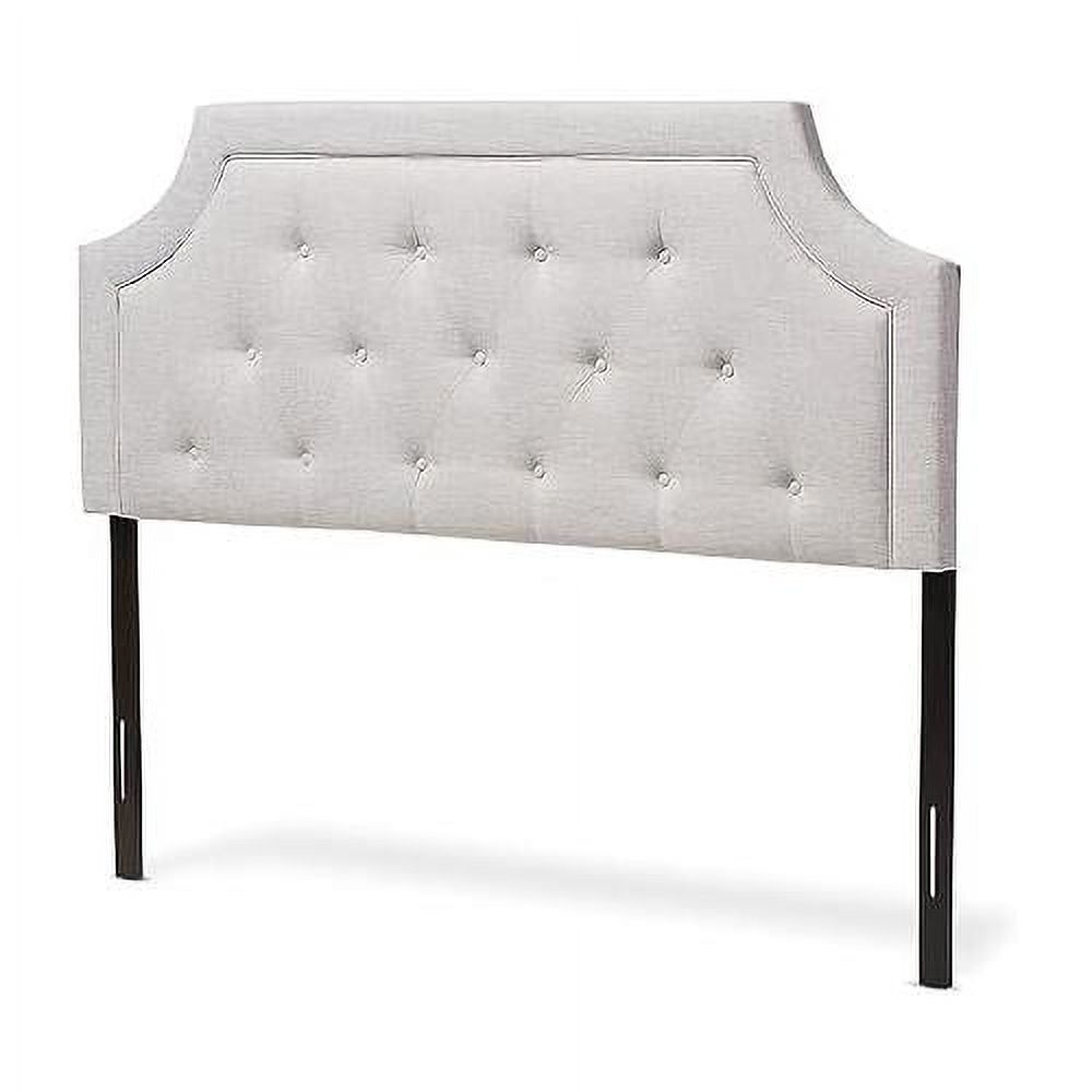 Modern And Contemporary Greyish Beige Fabric Full Size Headboard