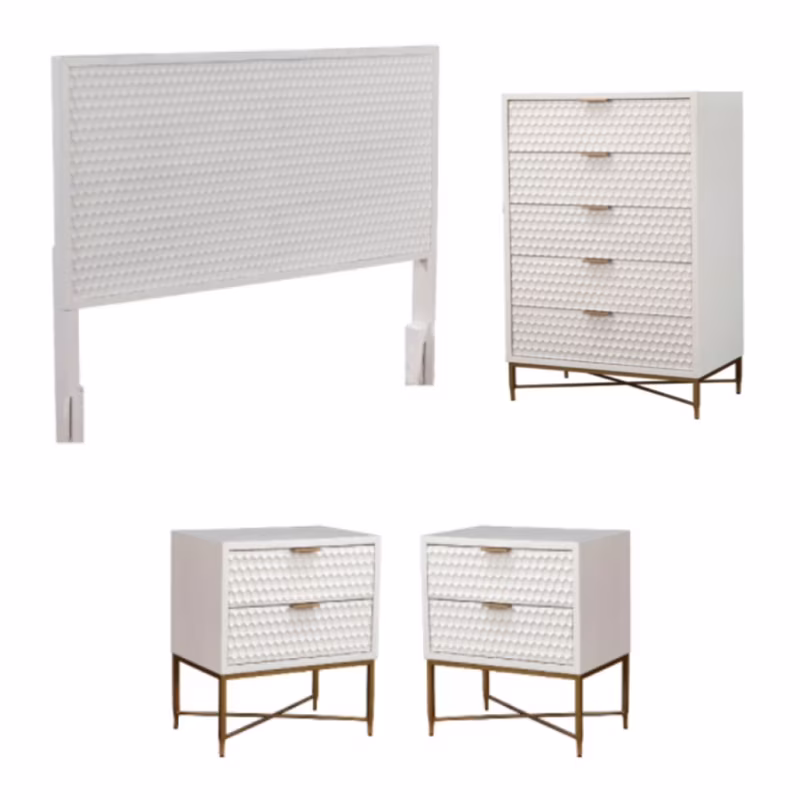 Home Square 4 Piece Set with 2 Nightstands California King Headboard and Chest