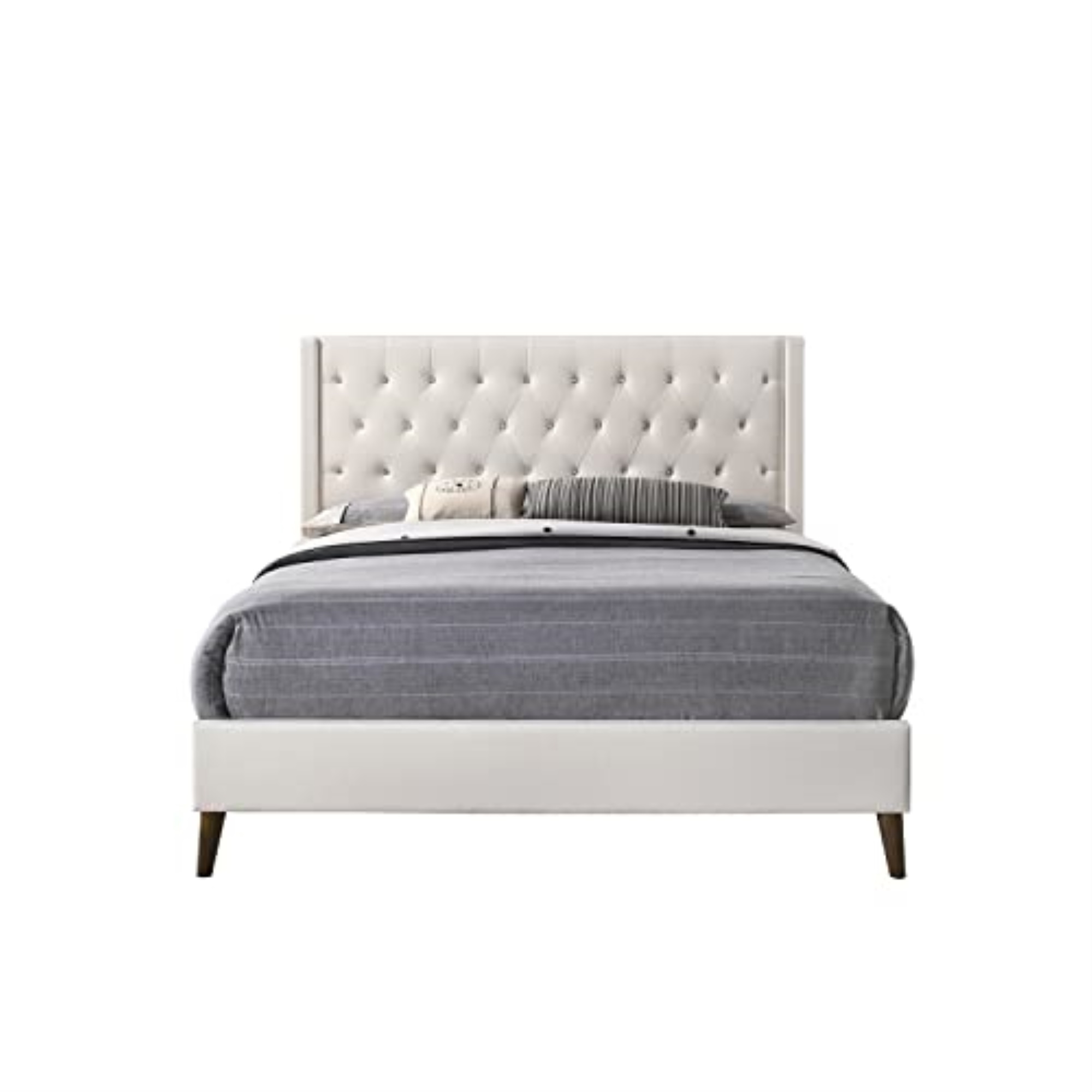 Glory Furniture Bergen Faux Leather Upholstered Queen Bed in White